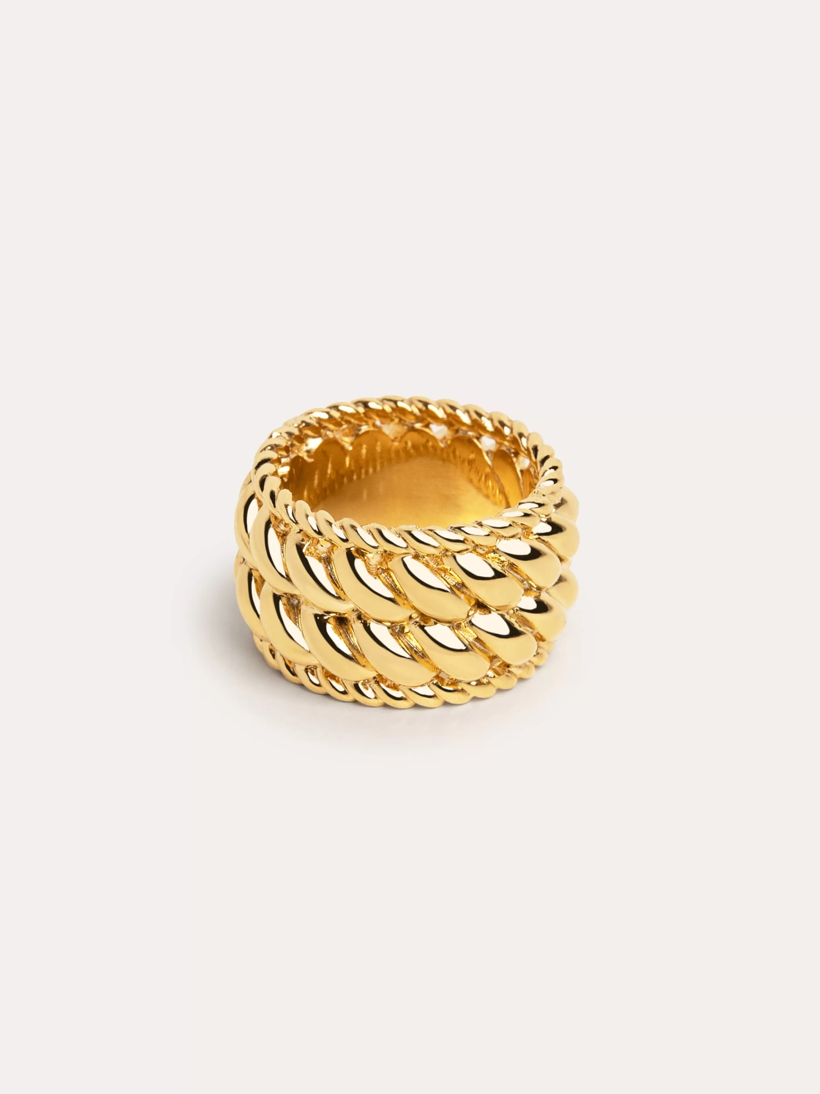 SINGULARU Anillo Big Twist Bano Oro- Anillos Con Talla