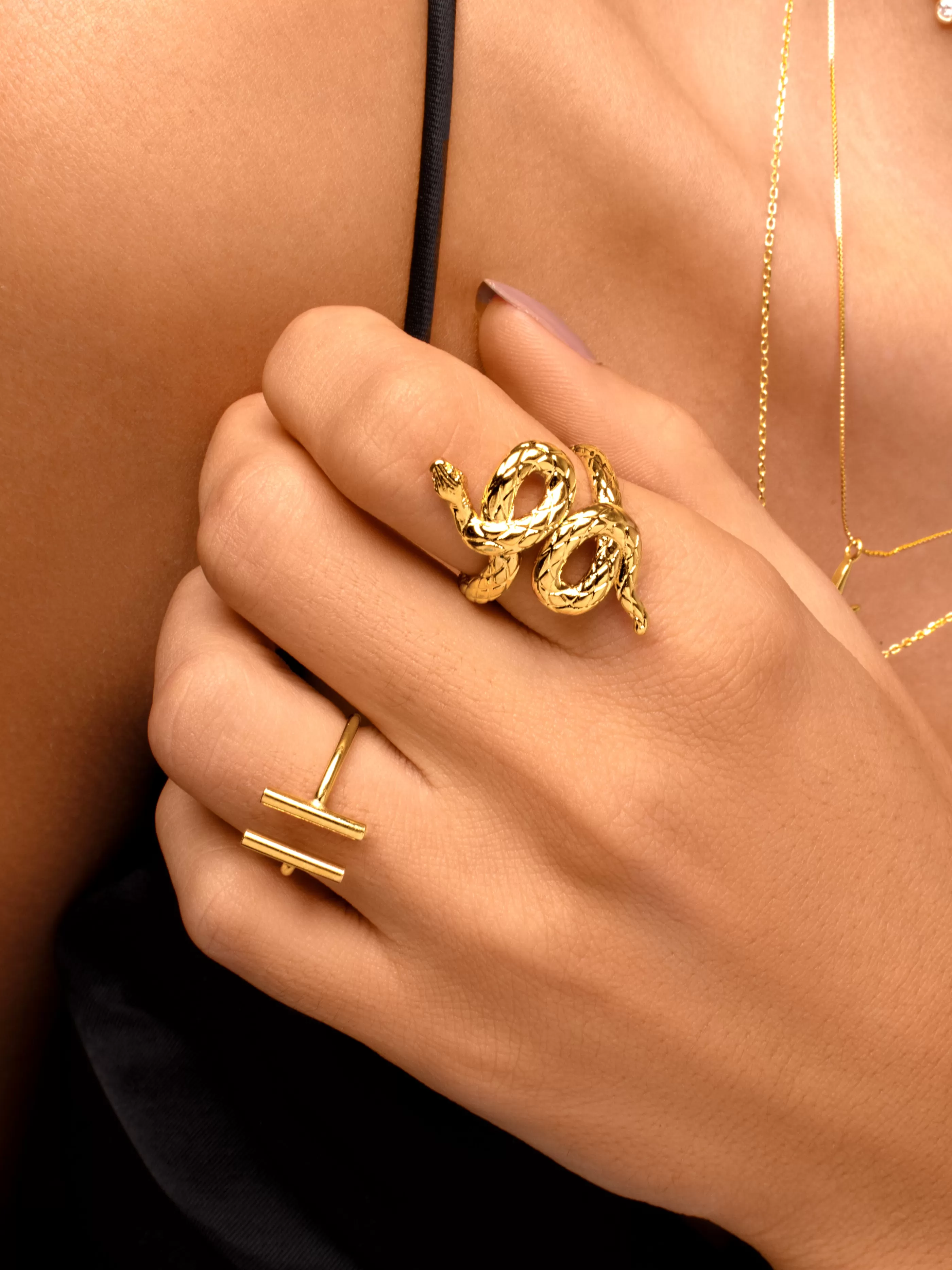 SINGULARU Anillo Boa Bano Oro- Anillos Con Talla
