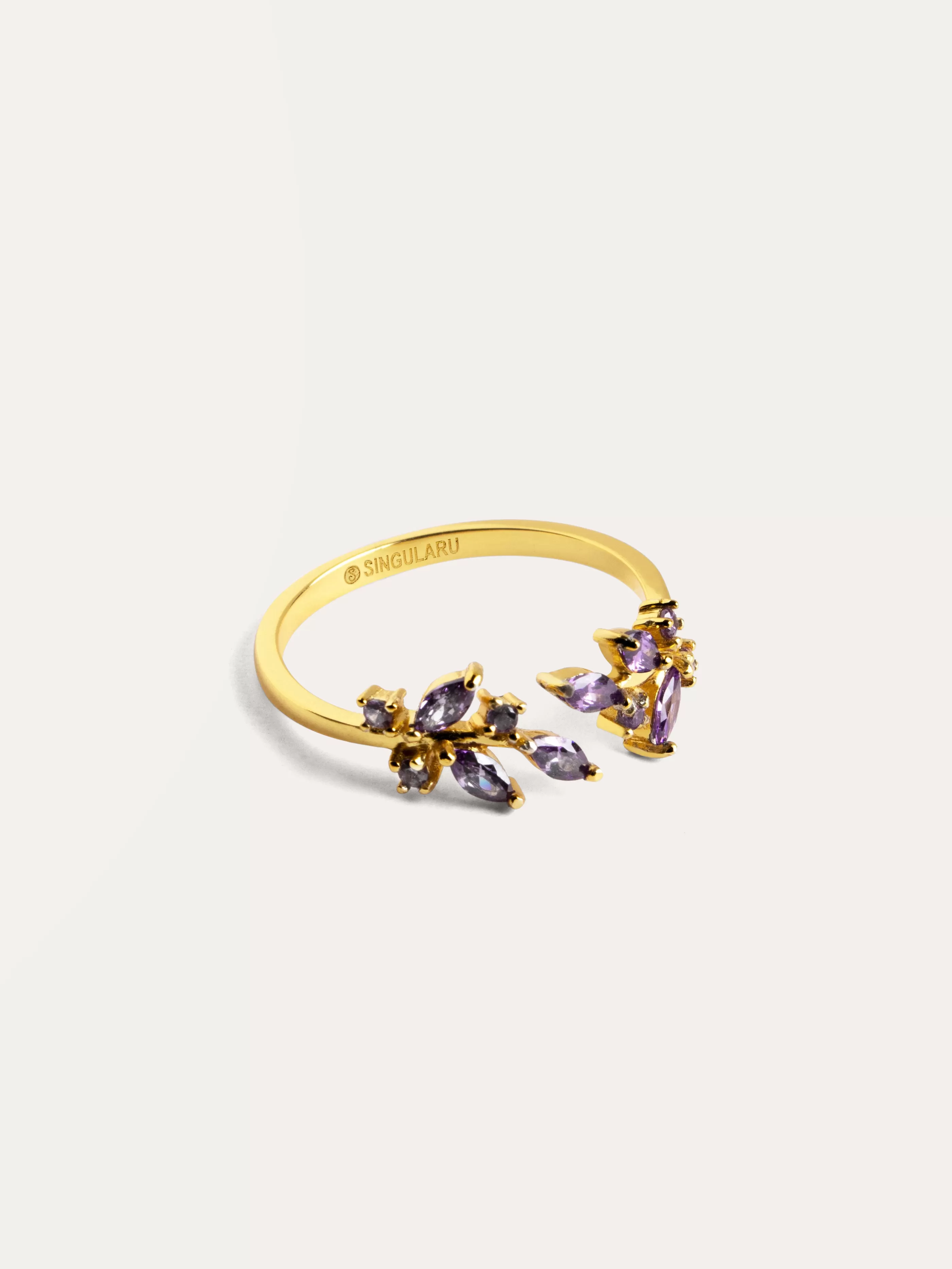 SINGULARU Anillo Buganvilla Plata Bano Oro- Anillos Ajustables