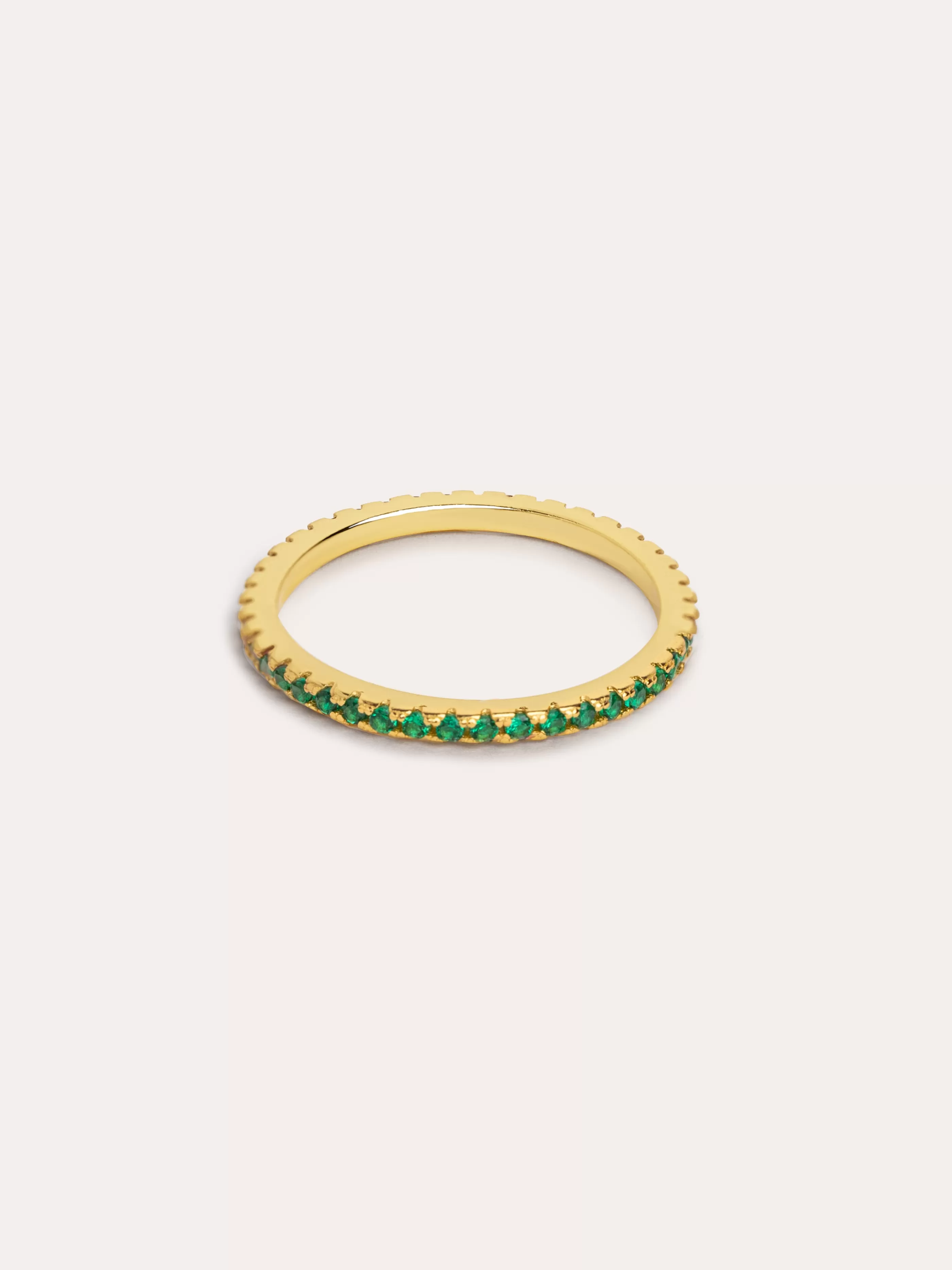 SINGULARU Anillo Cleo Green Plata Bano Oro- Anillos Con Talla