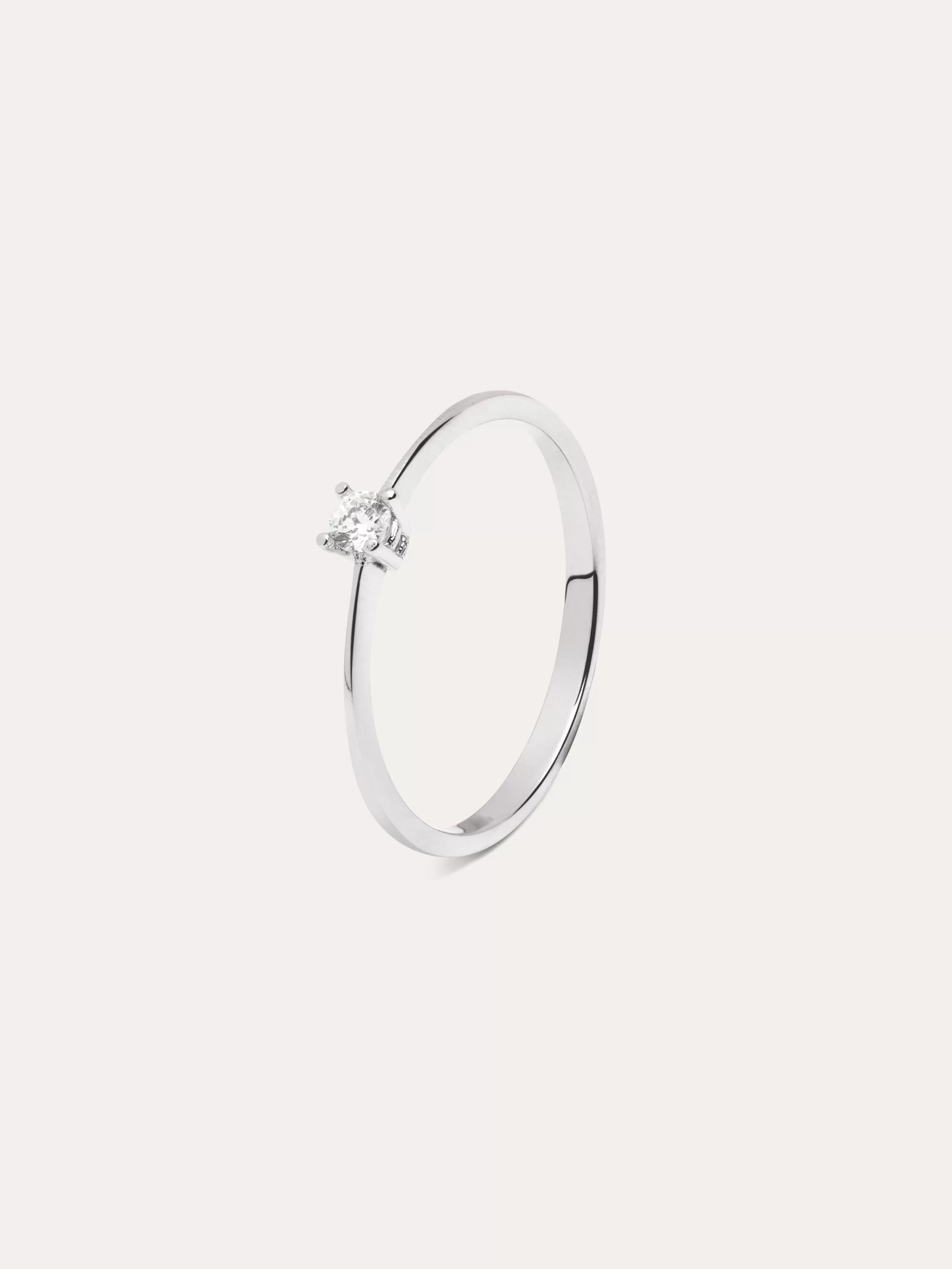 SINGULARU Anillo Dianna Oro Blanco 18Kt Con Diamante- Anillos Con Talla