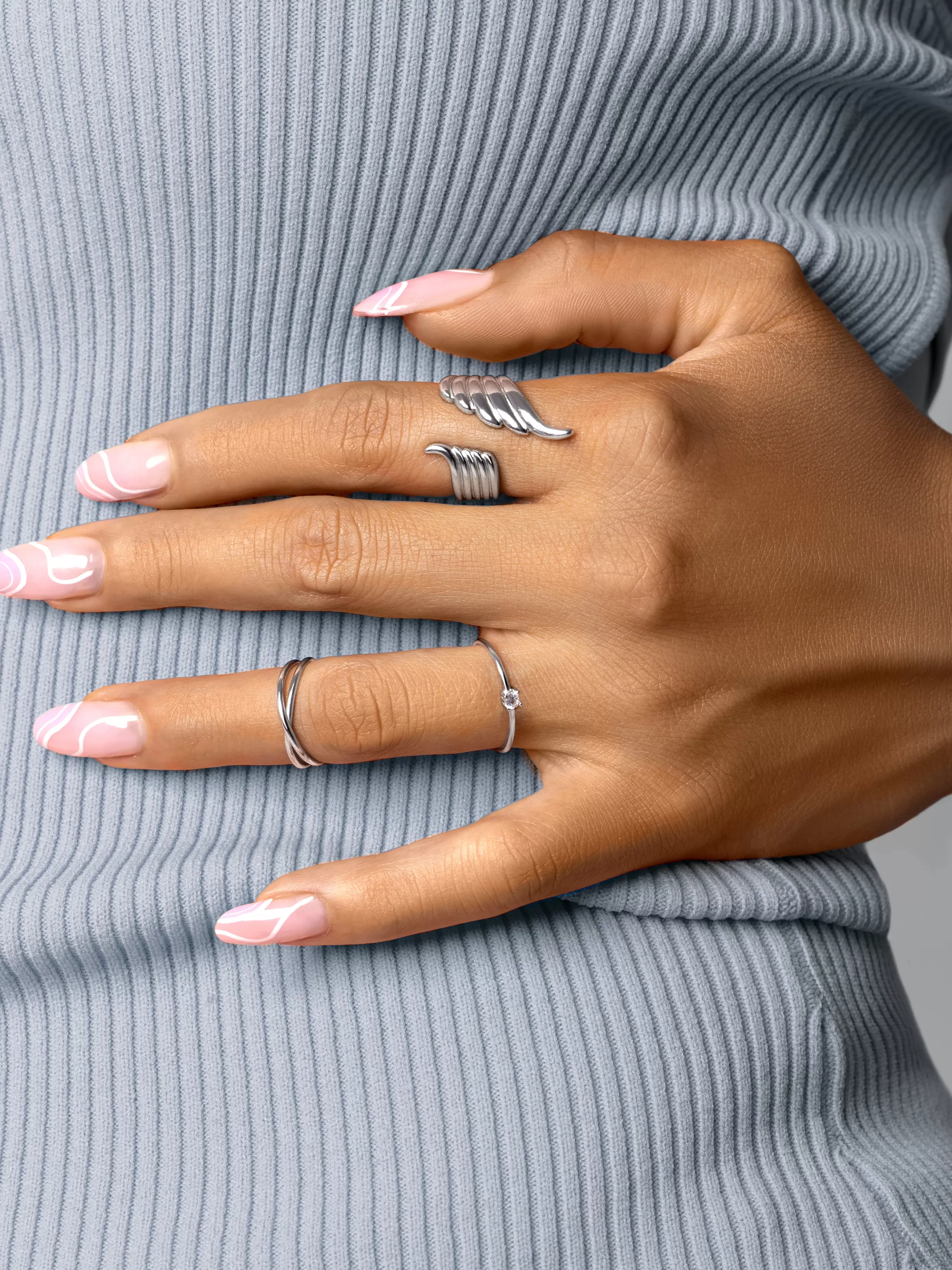 SINGULARU Anillo Midi Cross Plata- Anillos Minimal