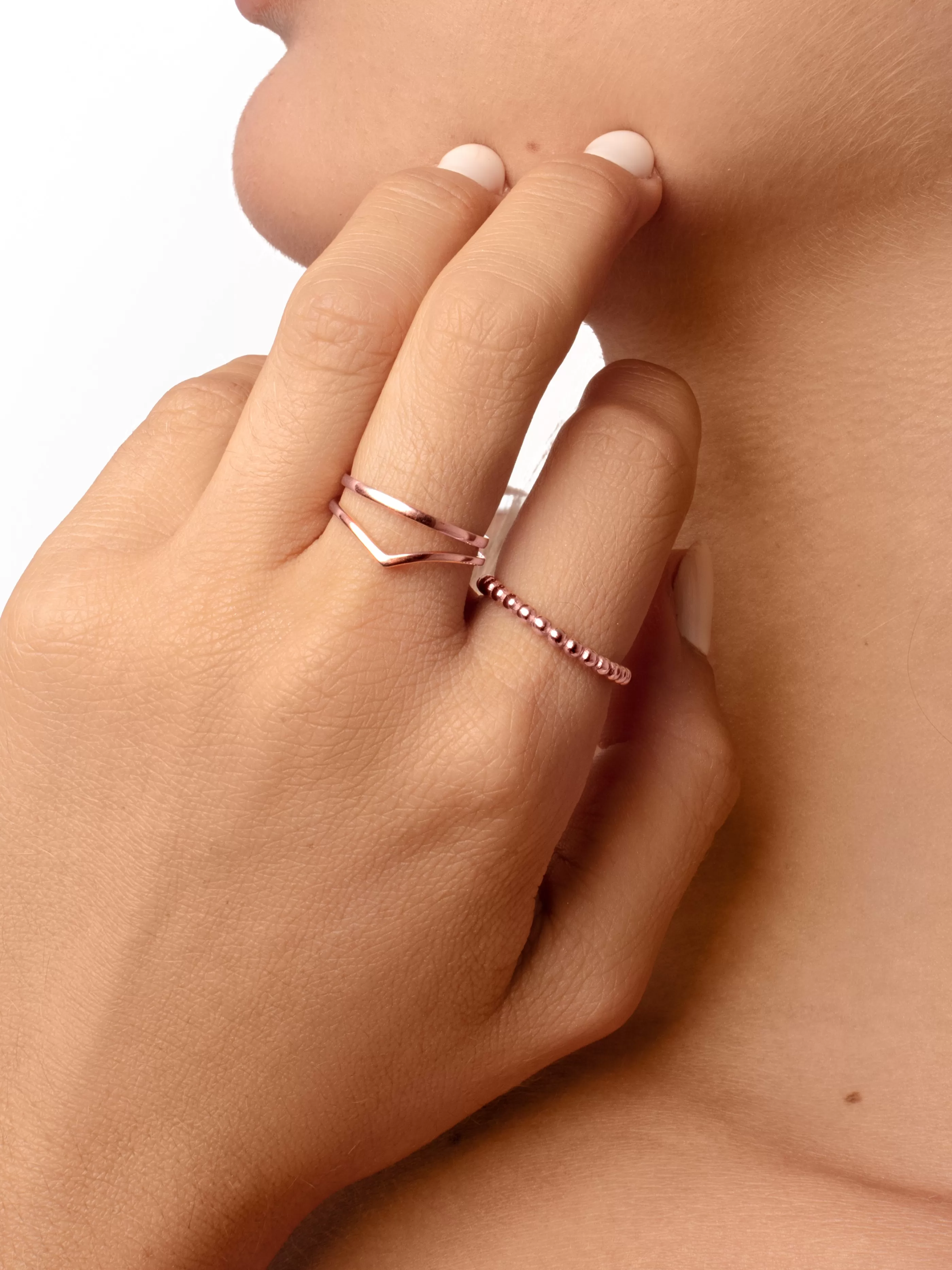 SINGULARU Anillo Peak Plata Bano Oro Rosa- Anillos Con Talla