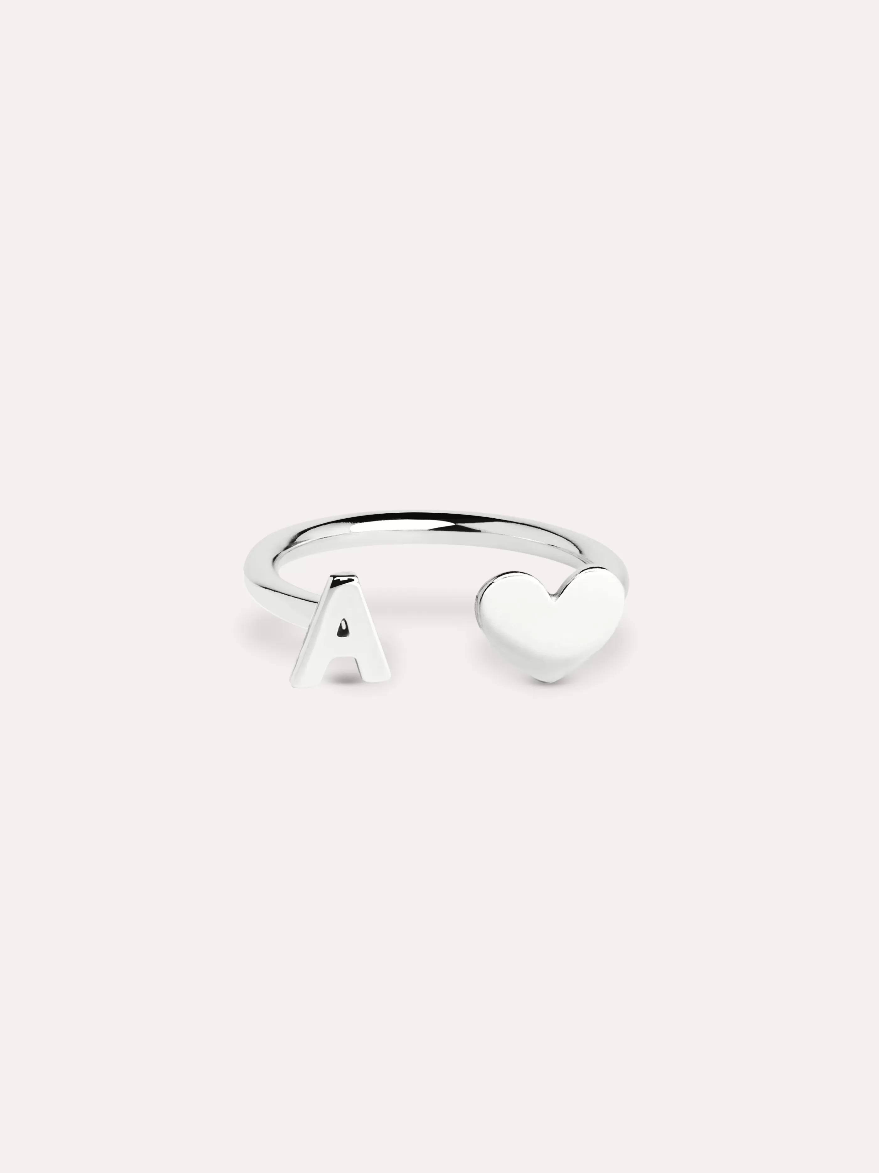 SINGULARU Anillo Personalizado Letter Heart Plata- Anillos Ajustables