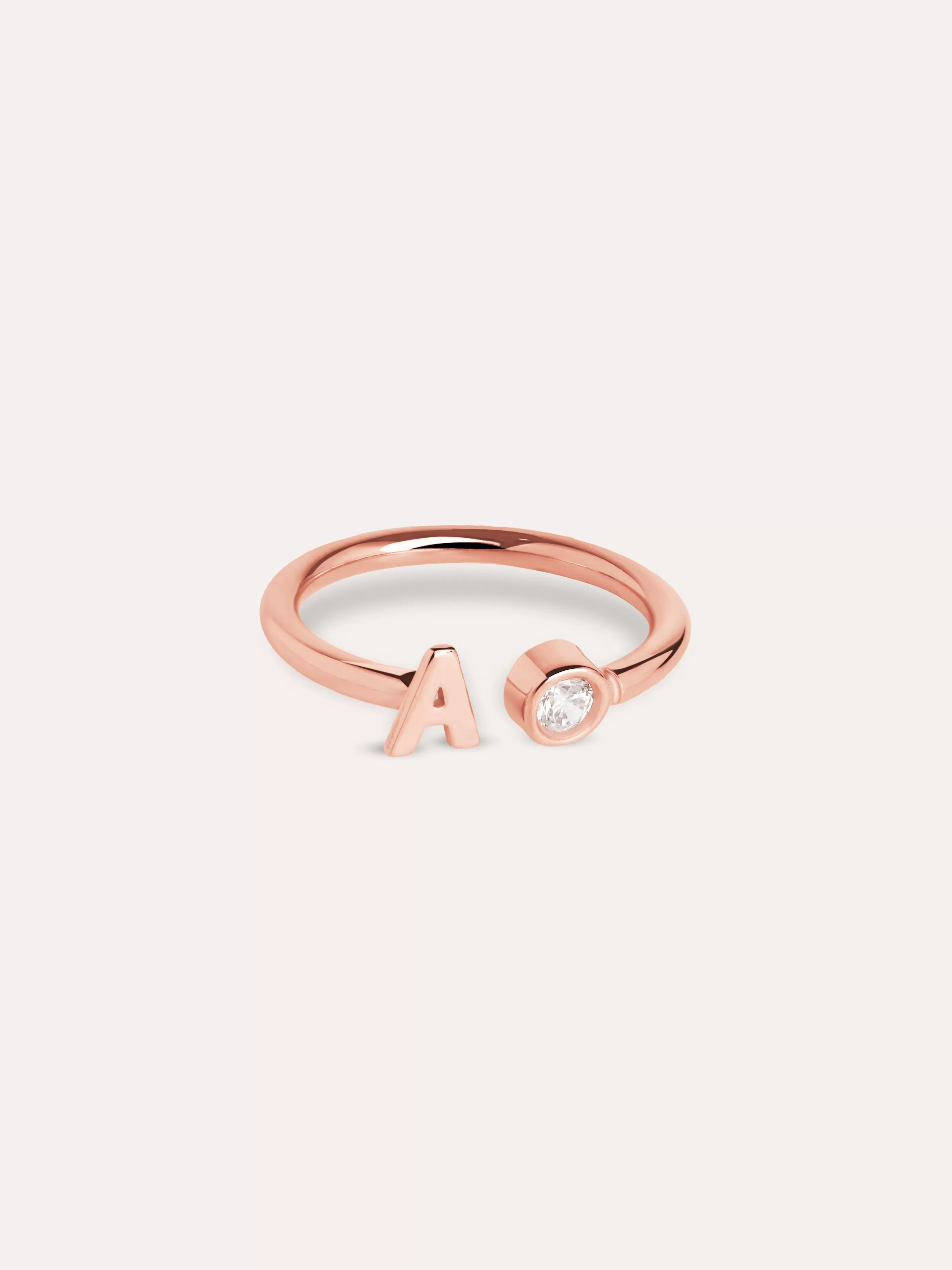 SINGULARU Anillo Personalizado Letter Spark Plata Bano Oro Rosa- Anillos Ajustables