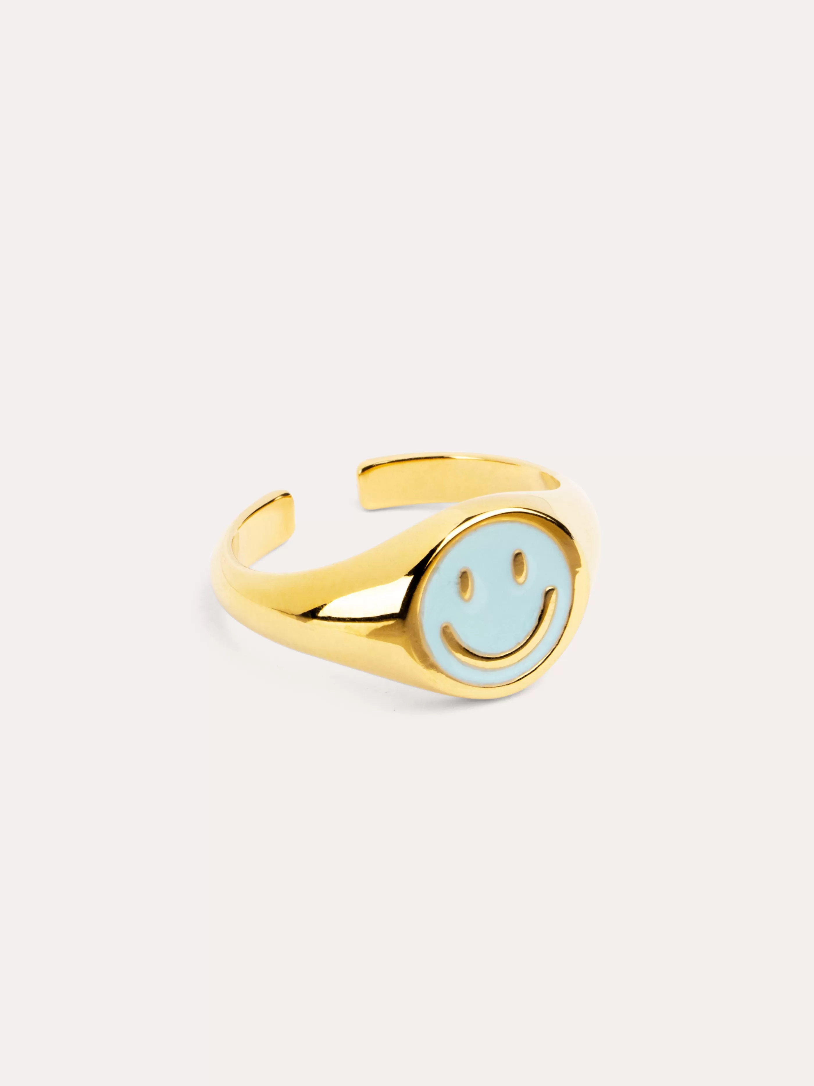 SINGULARU Anillo Smiley Sky Enamel Bano Oro- Anillos Ajustables