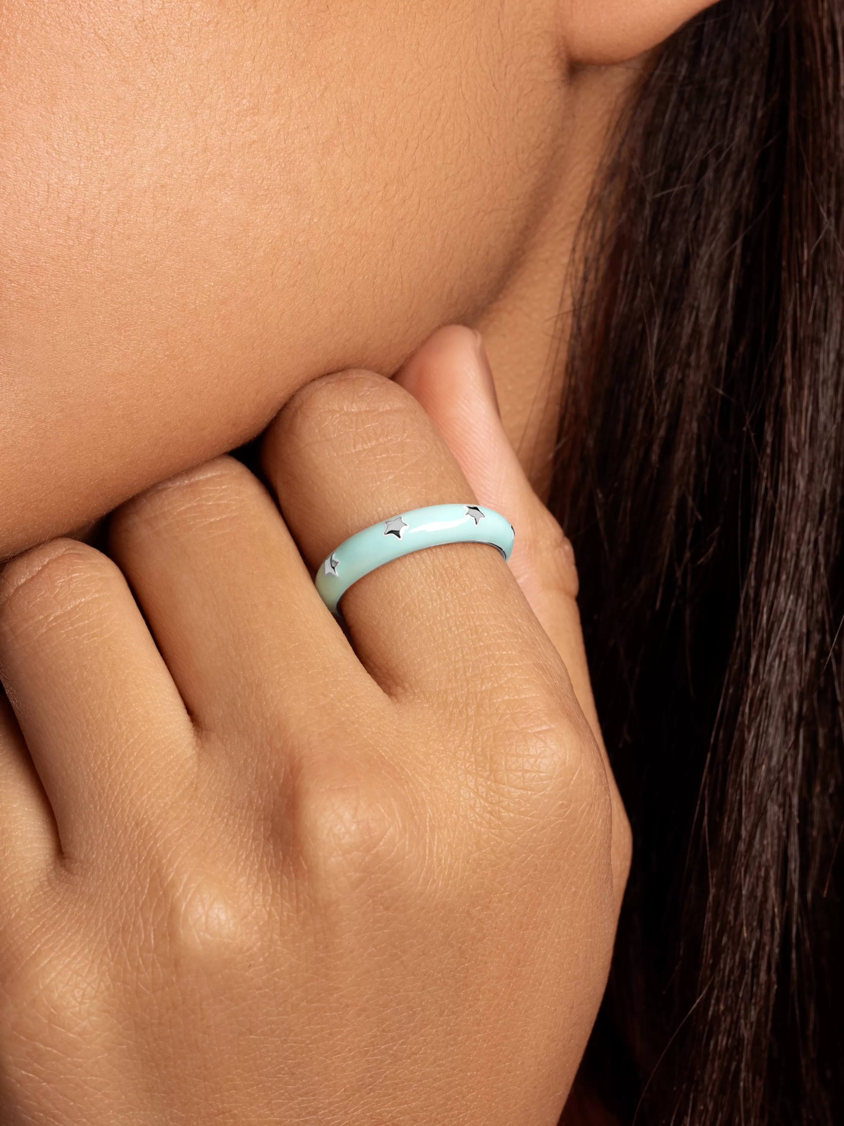 SINGULARU Anillo Stars Sky Enamel- Anillos Ajustables