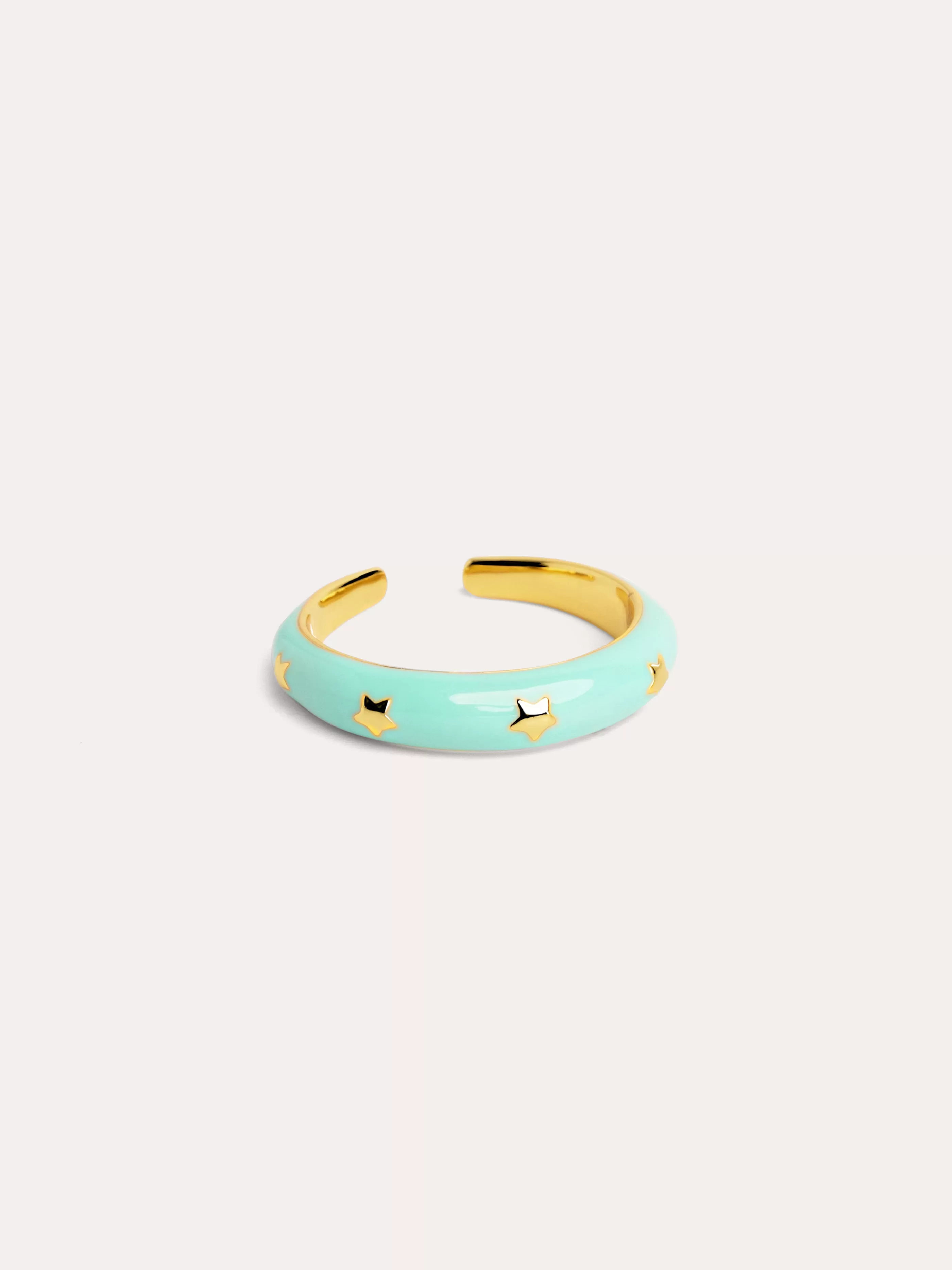 SINGULARU Anillo Stars Sky Enamel Bano Oro- Anillos Ajustables
