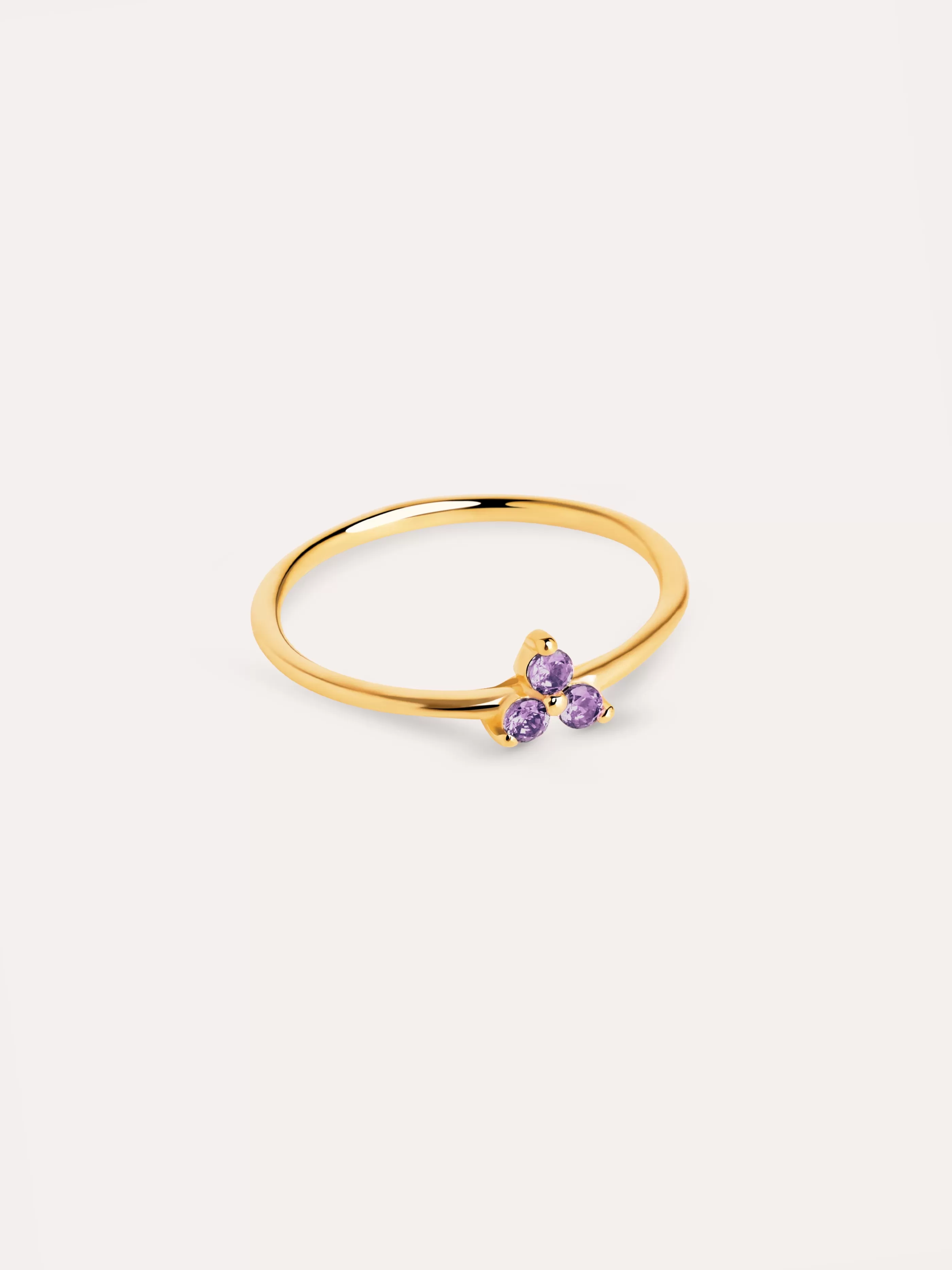 SINGULARU Anillo Trebol Lavande Plata Bano Oro- Anillos Con Talla