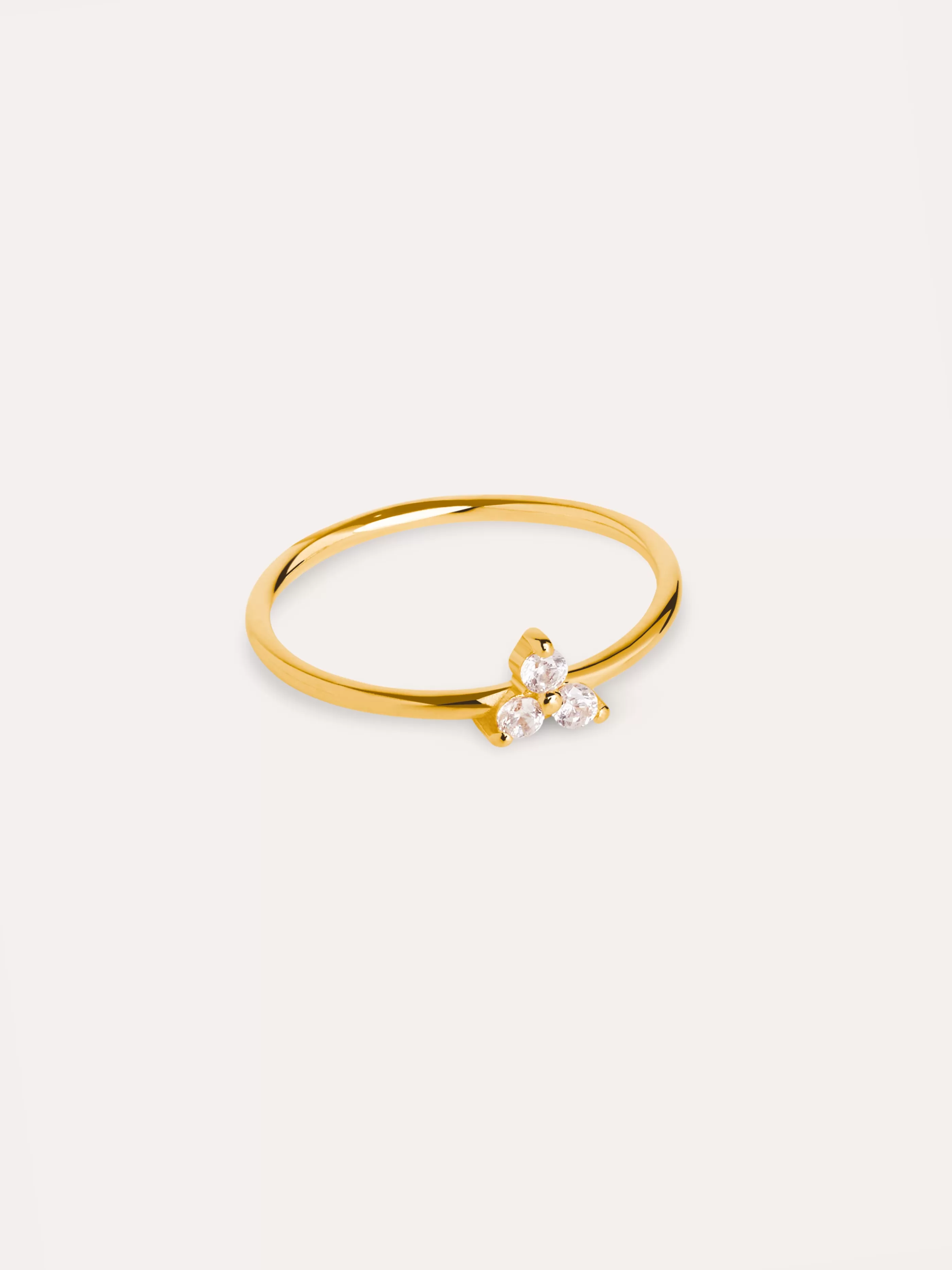 SINGULARU Anillo Trebol Plata Bano Oro- Anillos Con Talla