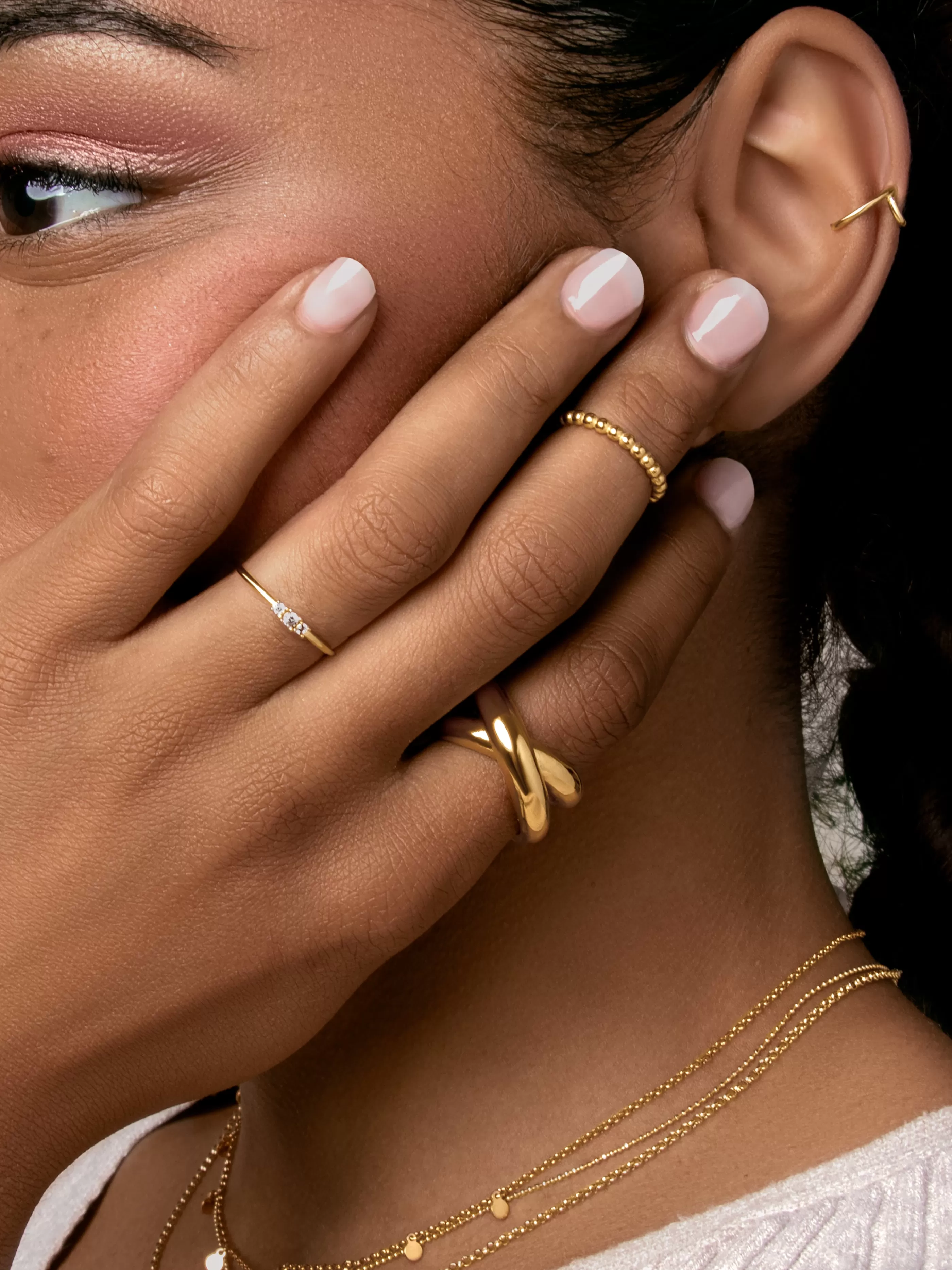 SINGULARU Anillo Trini Spark Plata Bano Oro- Anillos Con Talla