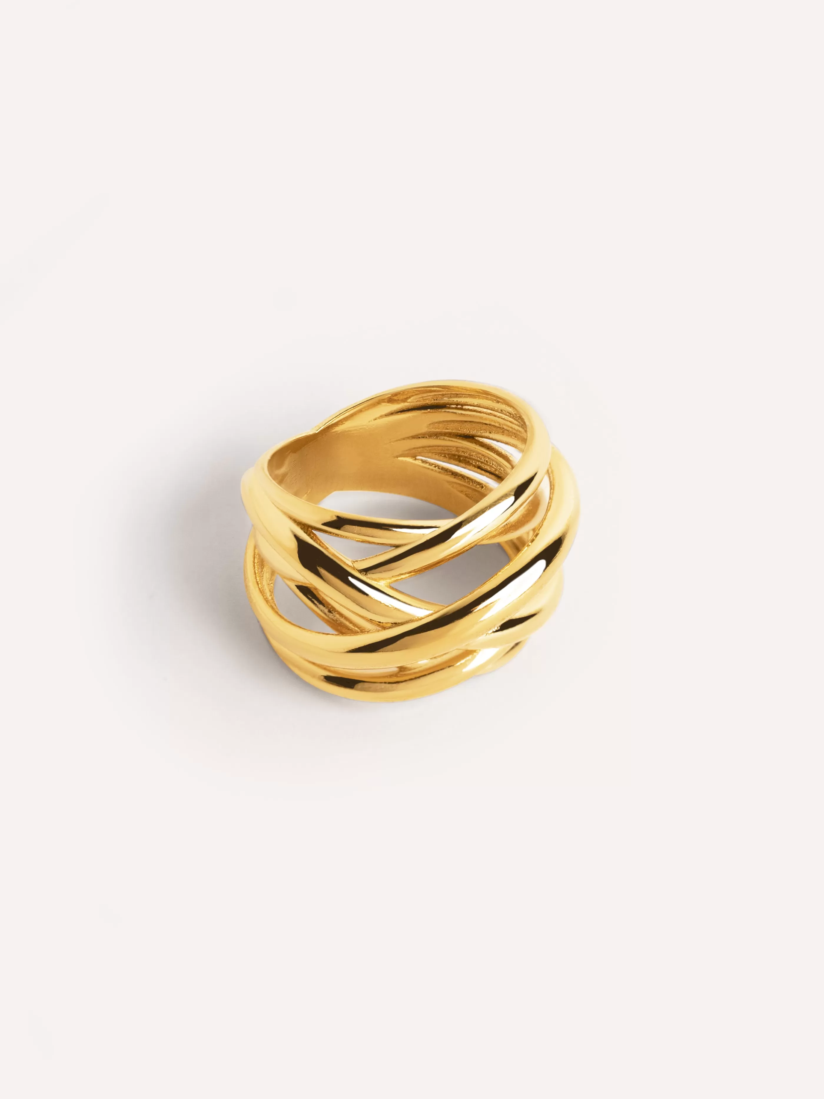 SINGULARU Anillo Triple Cross Bano Oro- Anillos Con Talla