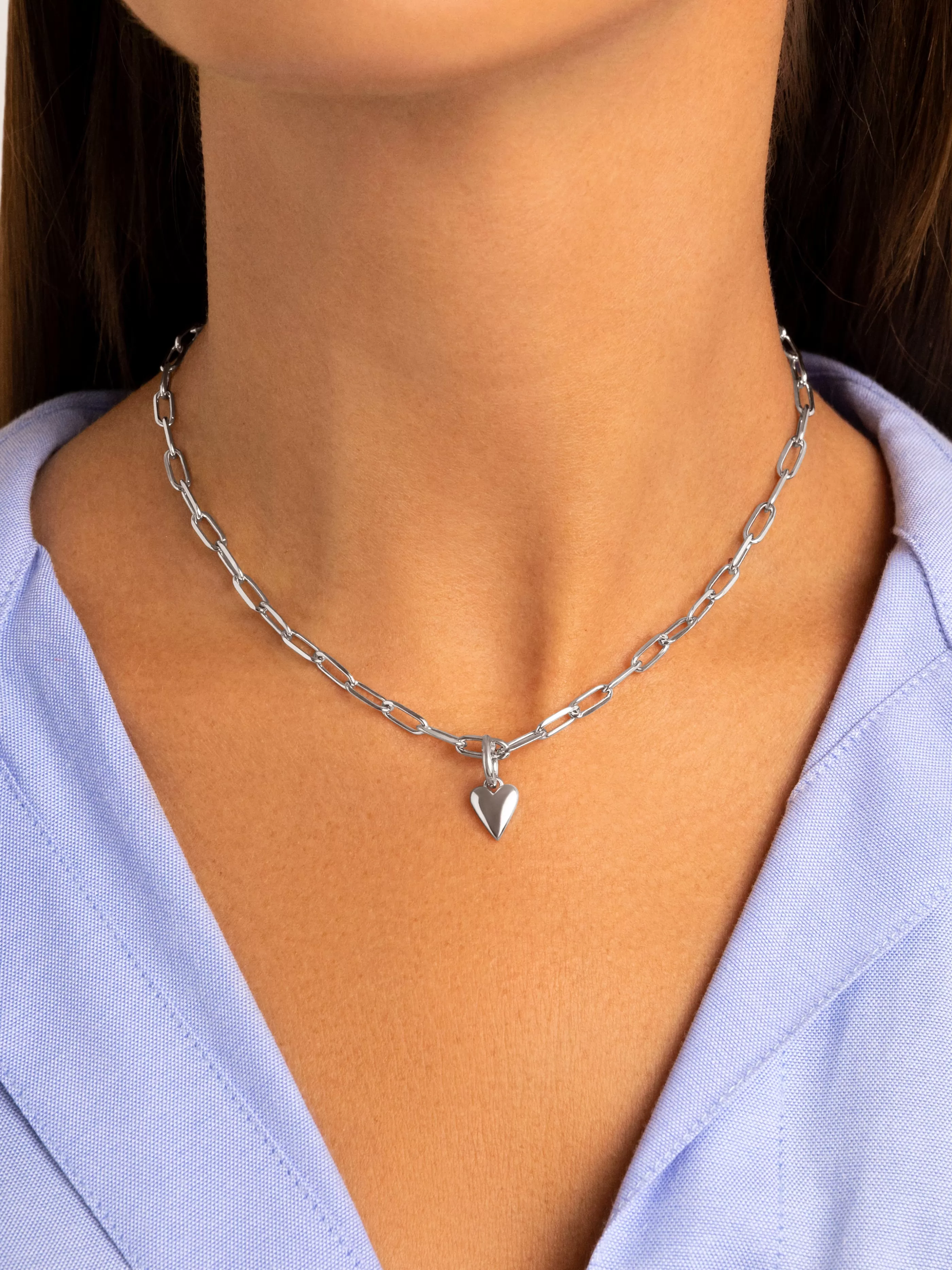SINGULARU Charm Simple Heart Plata- Charms Para Collares