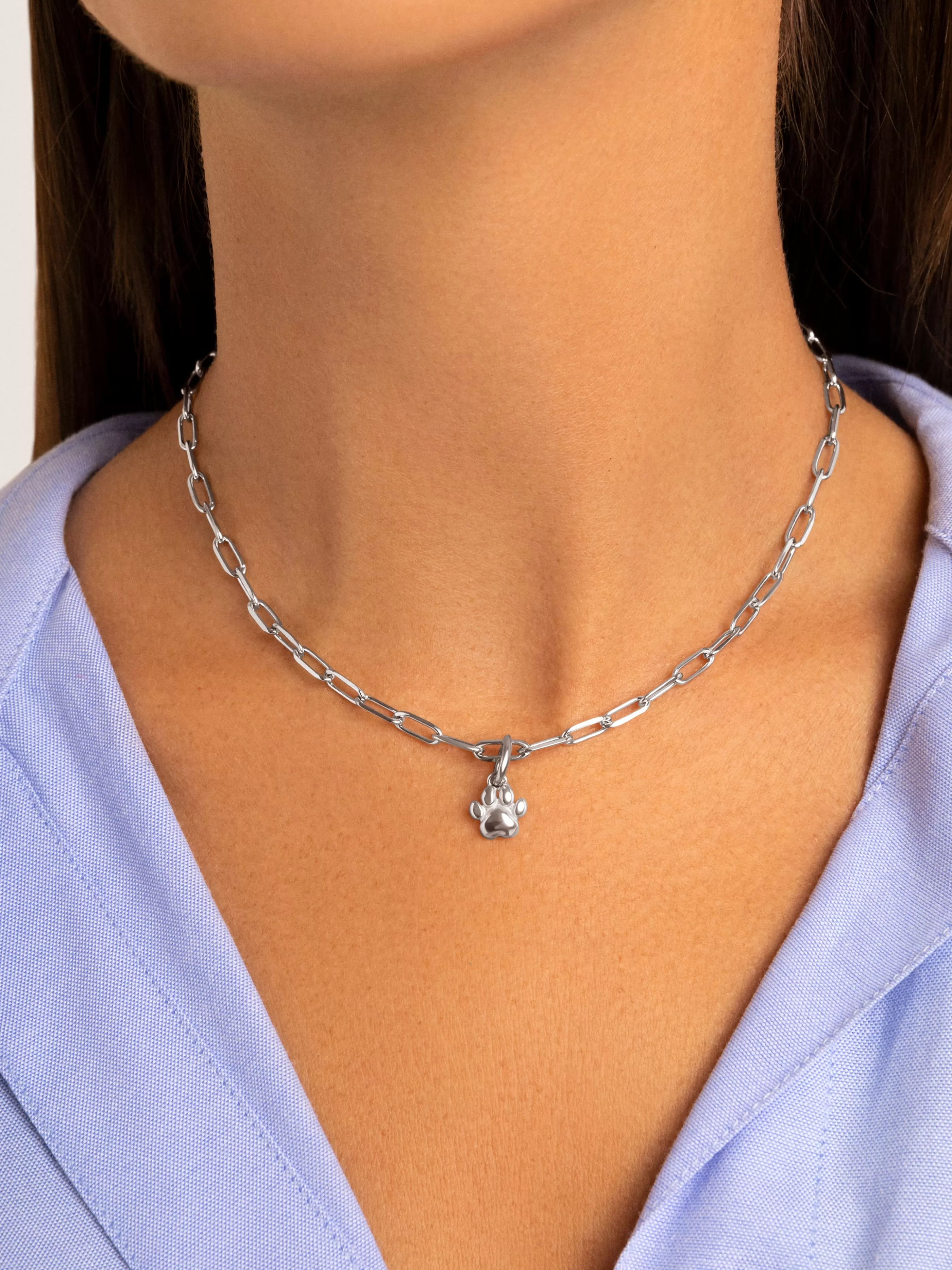 SINGULARU Charm Simple Paw Plata- Charms Para Collares