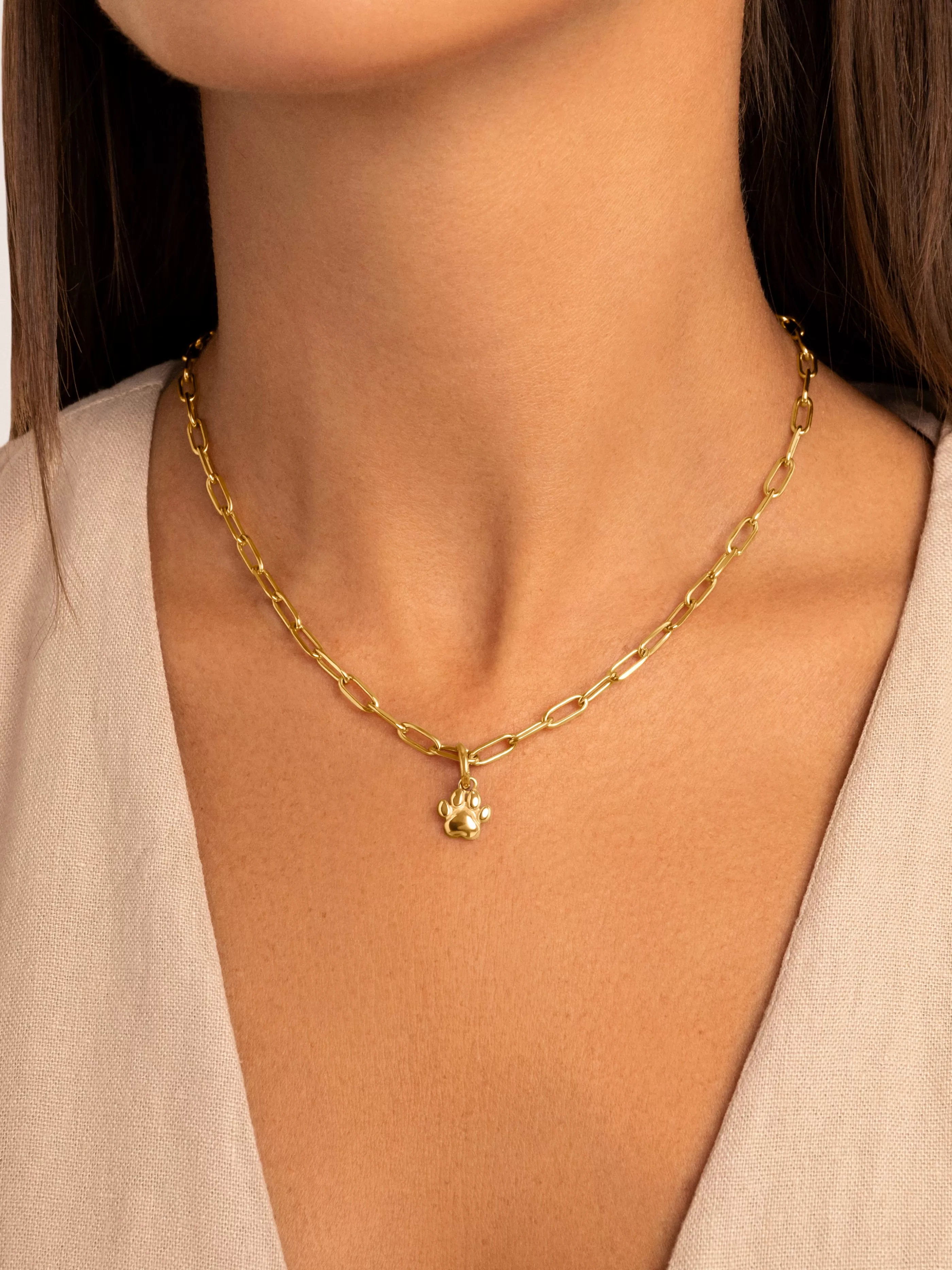 SINGULARU Charm Simple Paw Plata Bano Oro- Charms Para Collares