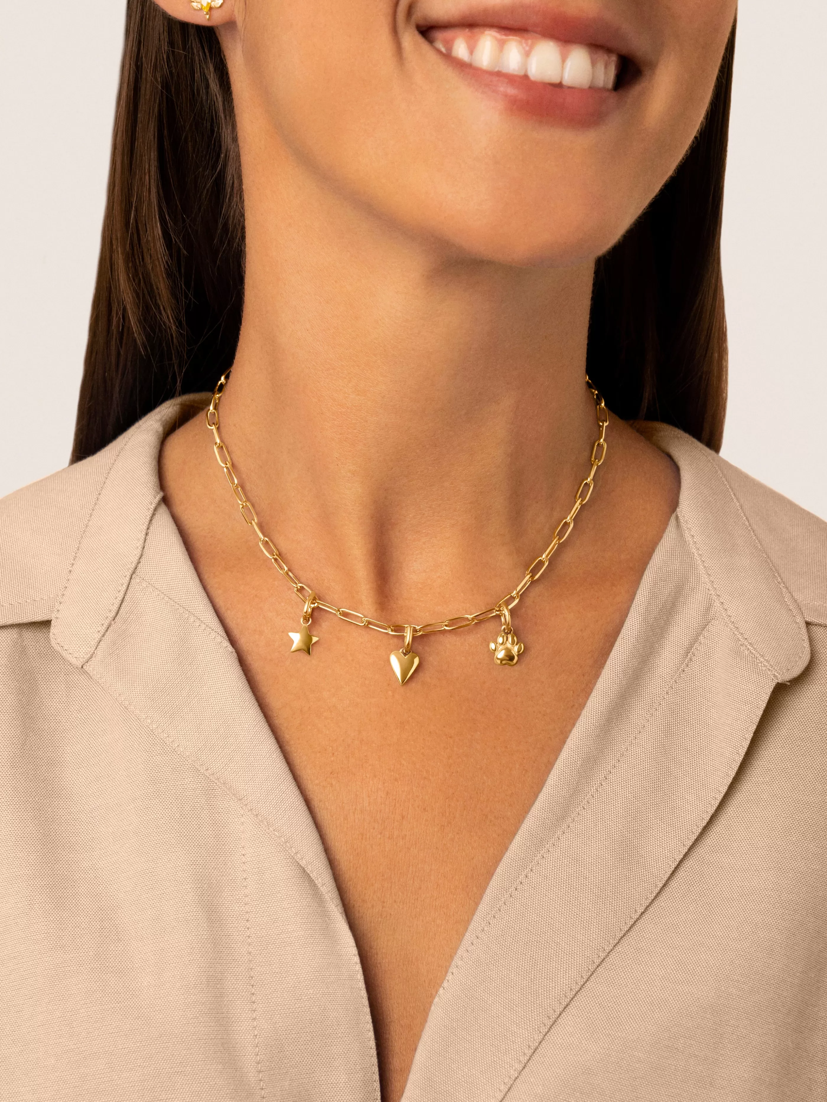 SINGULARU Charm Simple Paw Plata Bano Oro- Charms Para Collares