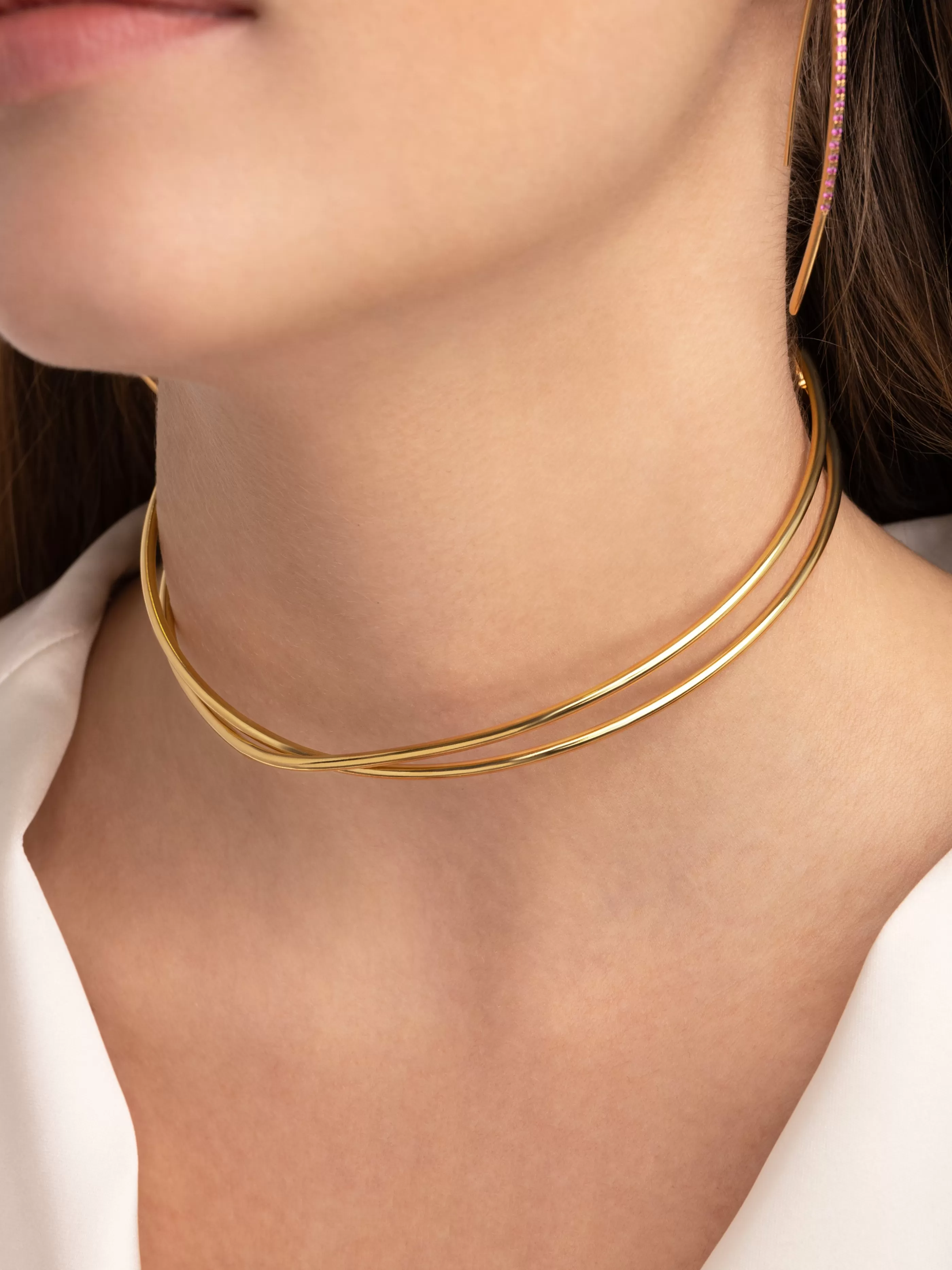 SINGULARU Choker Single Cross Bano Oro- Chokers Y Gargantillas
