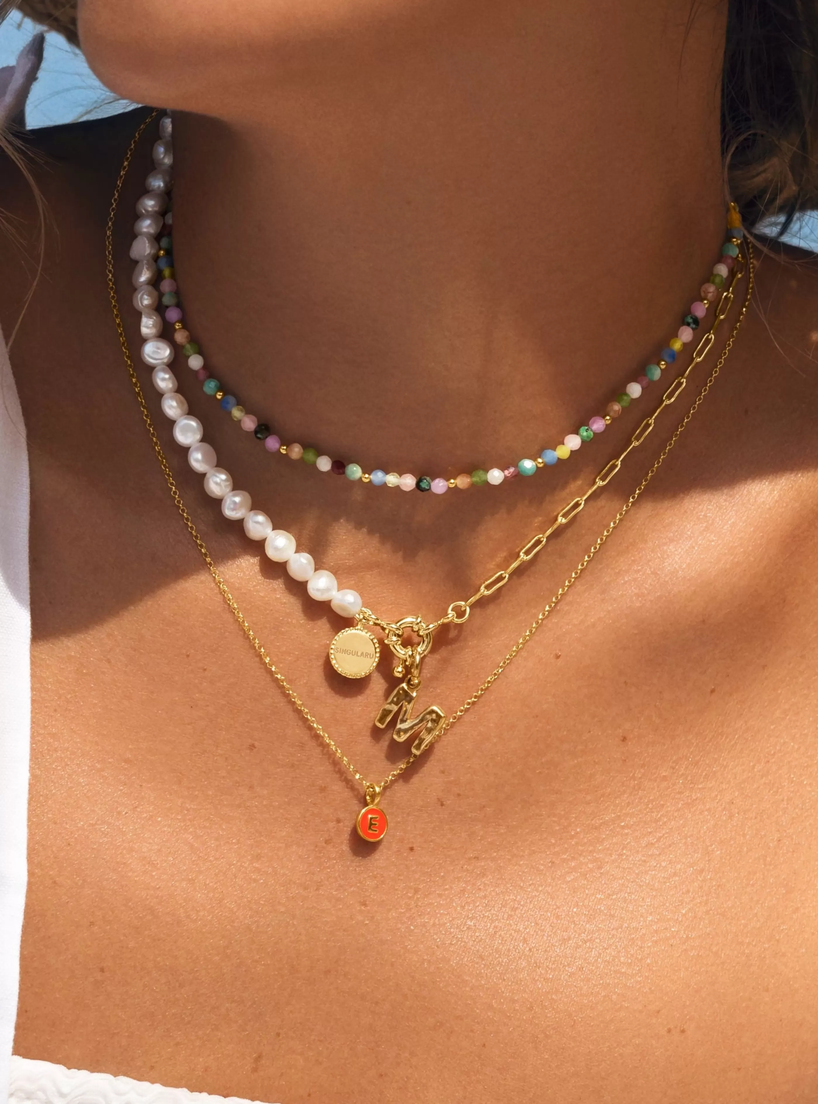SINGULARU Collar Altea Dots Colors Bano Oro- Collares De Colores