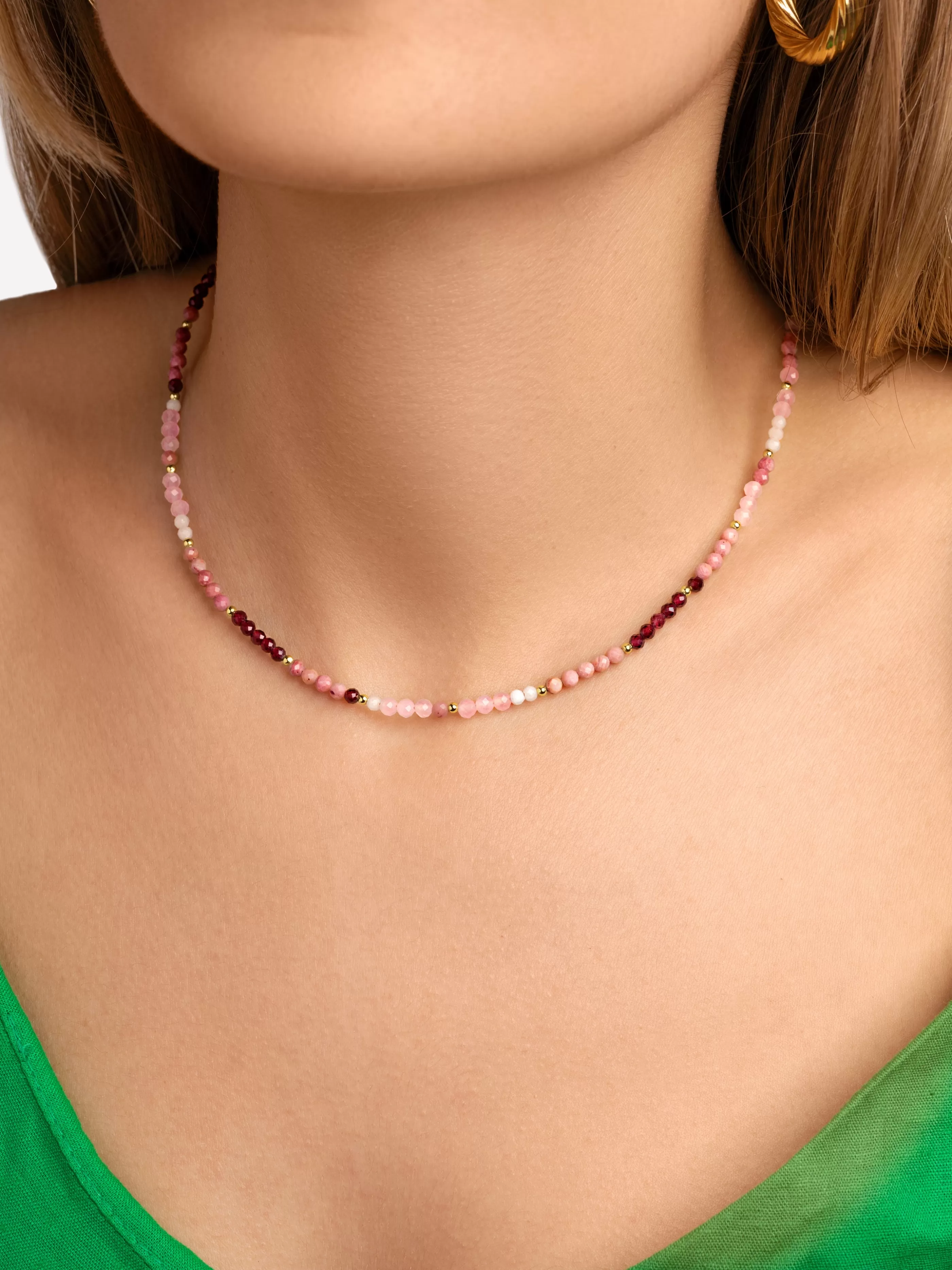 SINGULARU Collar Altea Dots Syra Rose Bano Oro- Collares De Colores