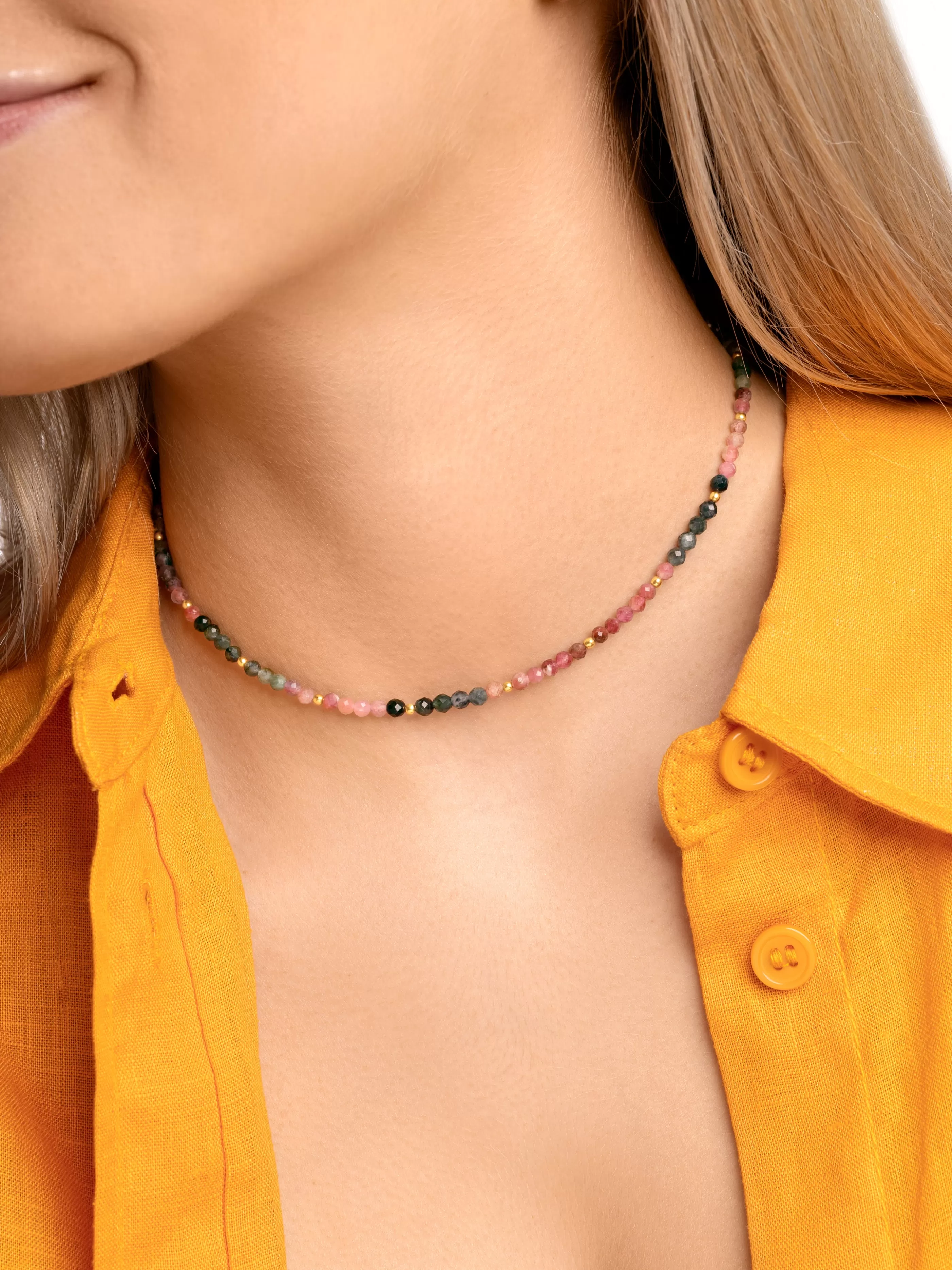 SINGULARU Collar Altea Dots Tourmaline Syra Bano Oro- Collares De Colores
