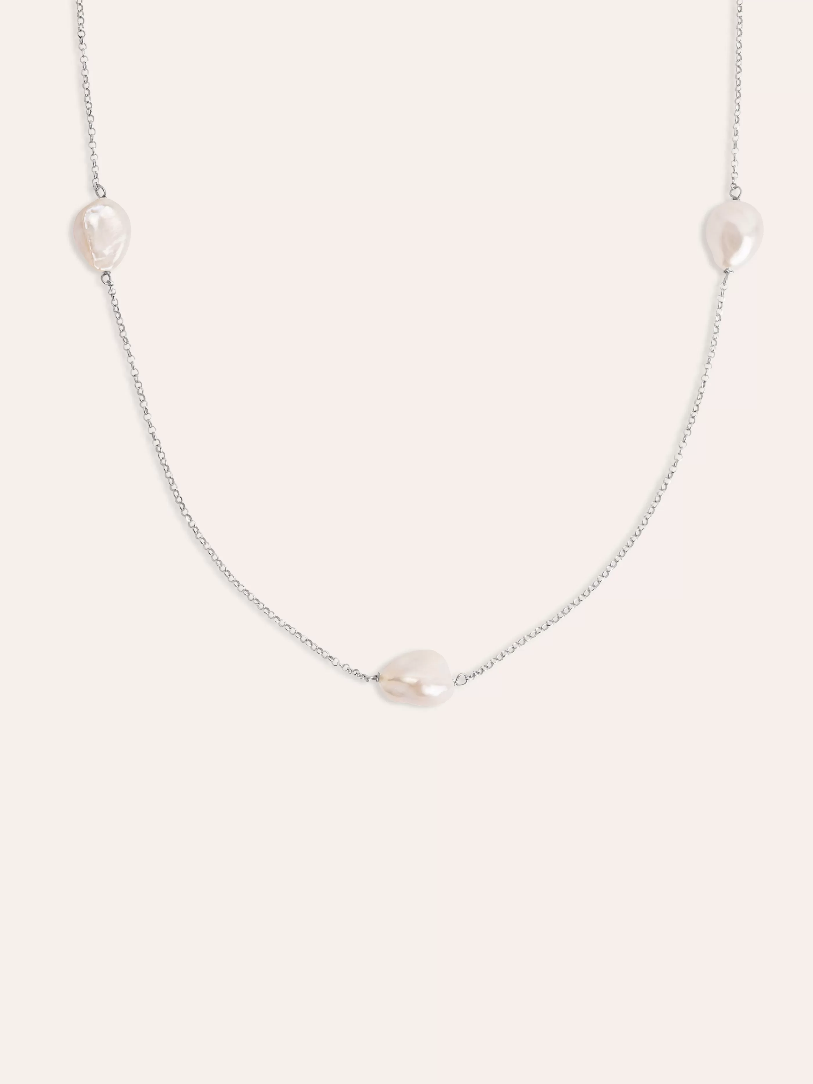 SINGULARU Collar Bean Pearls Plata- Collares Con Perlas