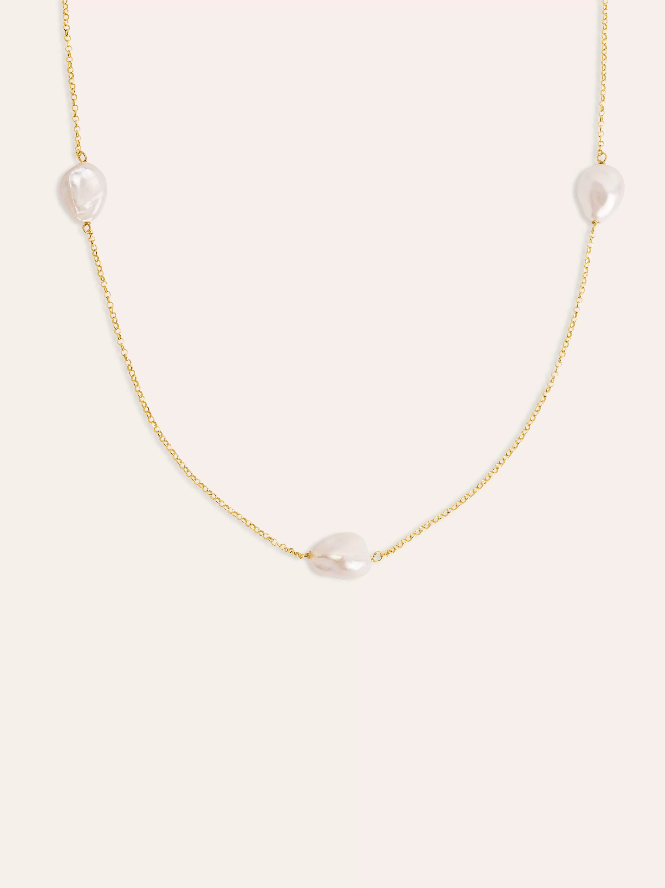 SINGULARU Collar Bean Pearls Plata Bano Oro- Collares Con Perlas