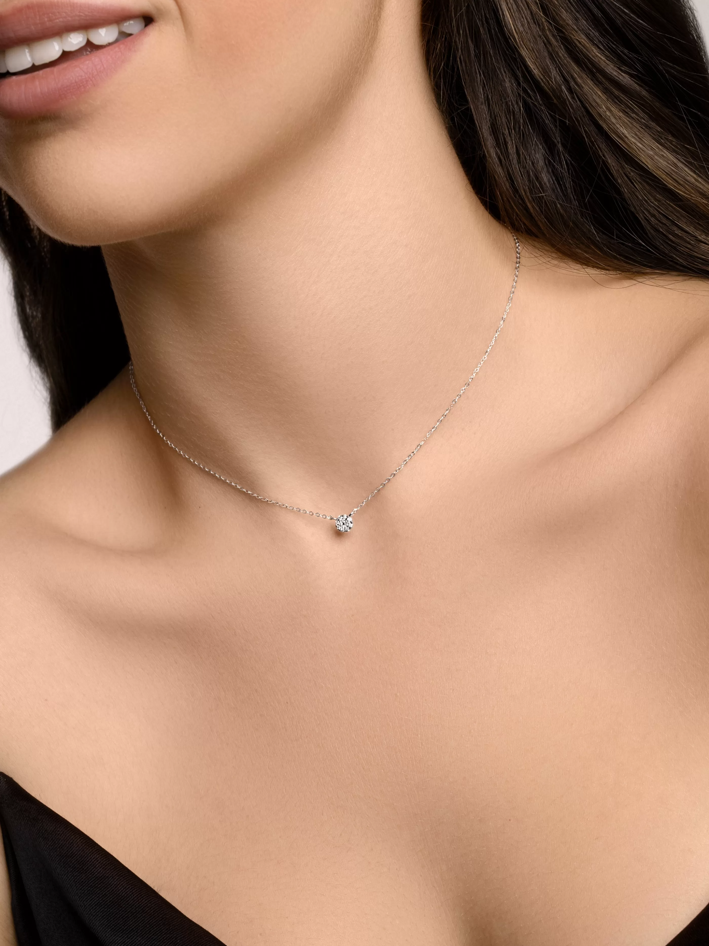 SINGULARU Collar Celine Oro Blanco 18Kt Con Diamantes- Joyas Oro 18Kt Y Diamantes