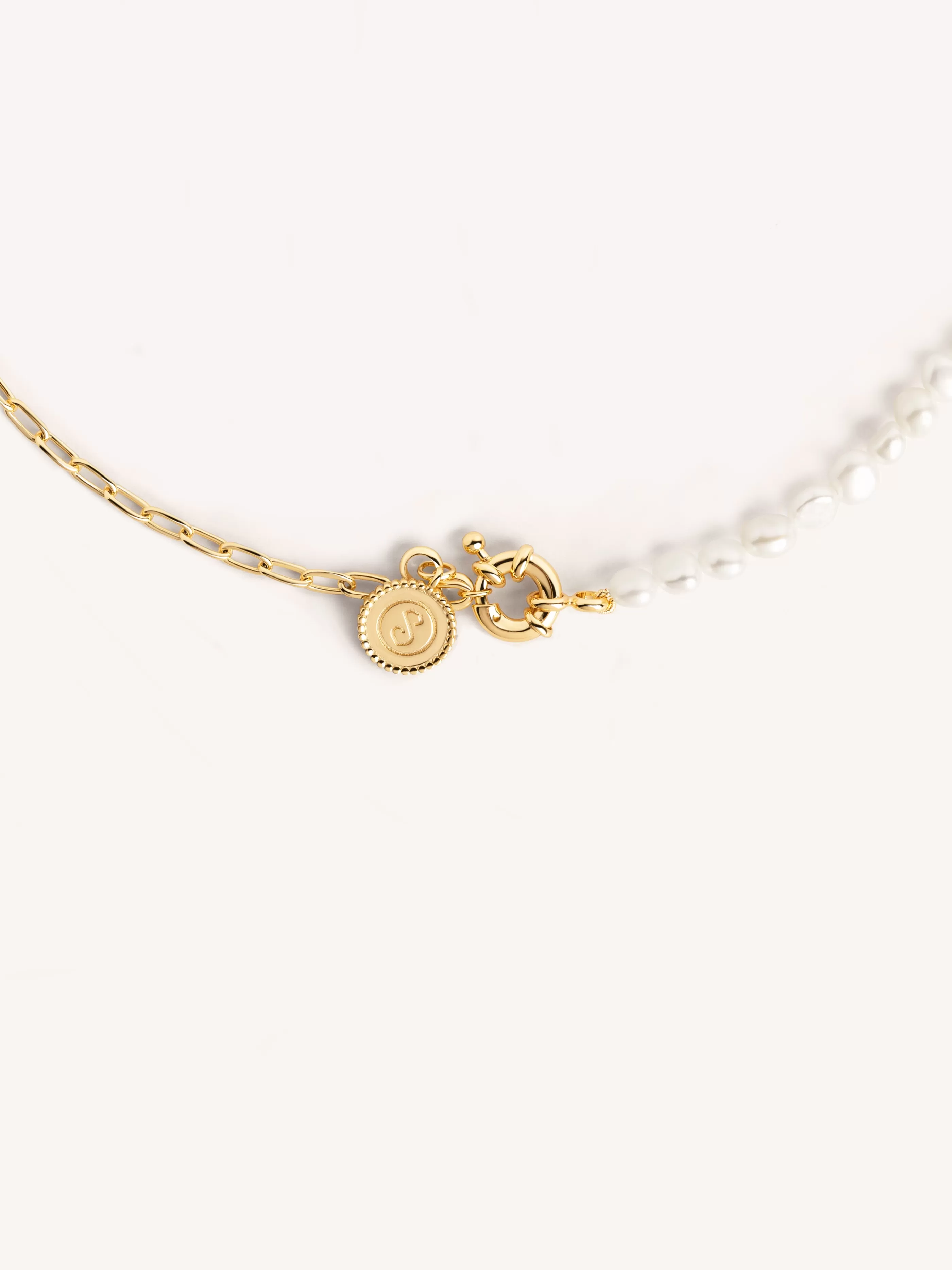 SINGULARU Collar Chic Pearl Bano Oro- Collares Con Perlas