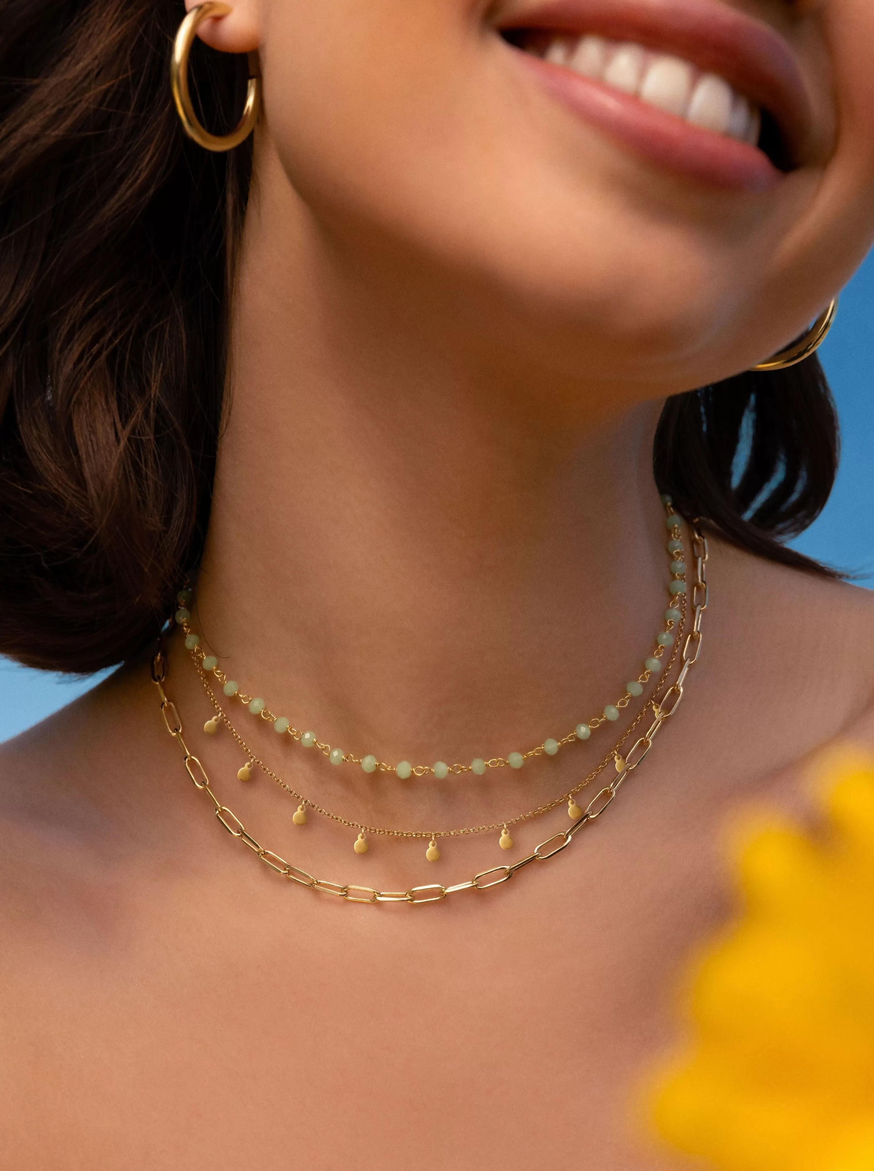SINGULARU Collar Crystals Jade Plata Bano Oro- Collares De Colores
