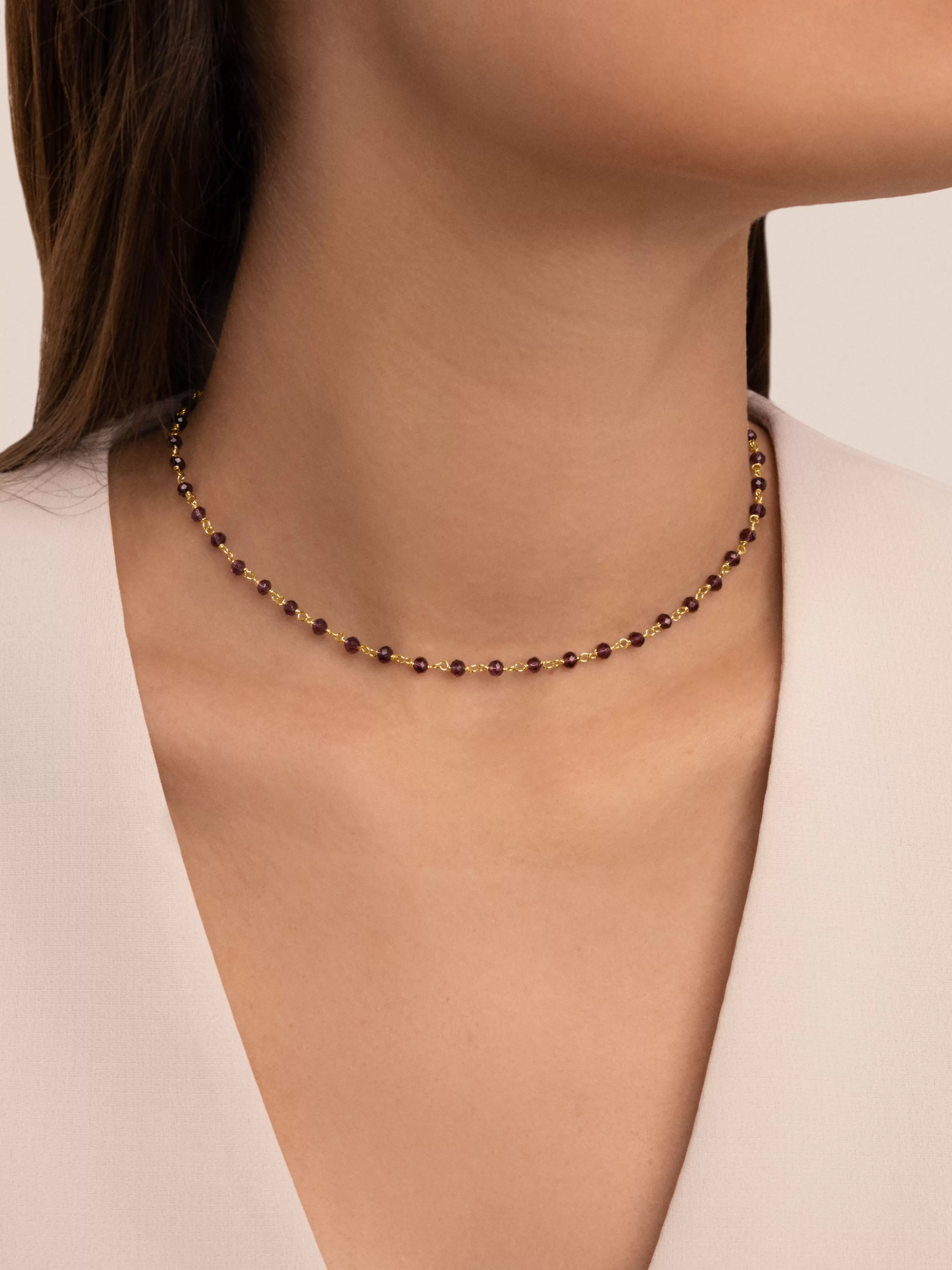 SINGULARU Collar Crystals Lavande Plata Bano Oro- Collares De Colores