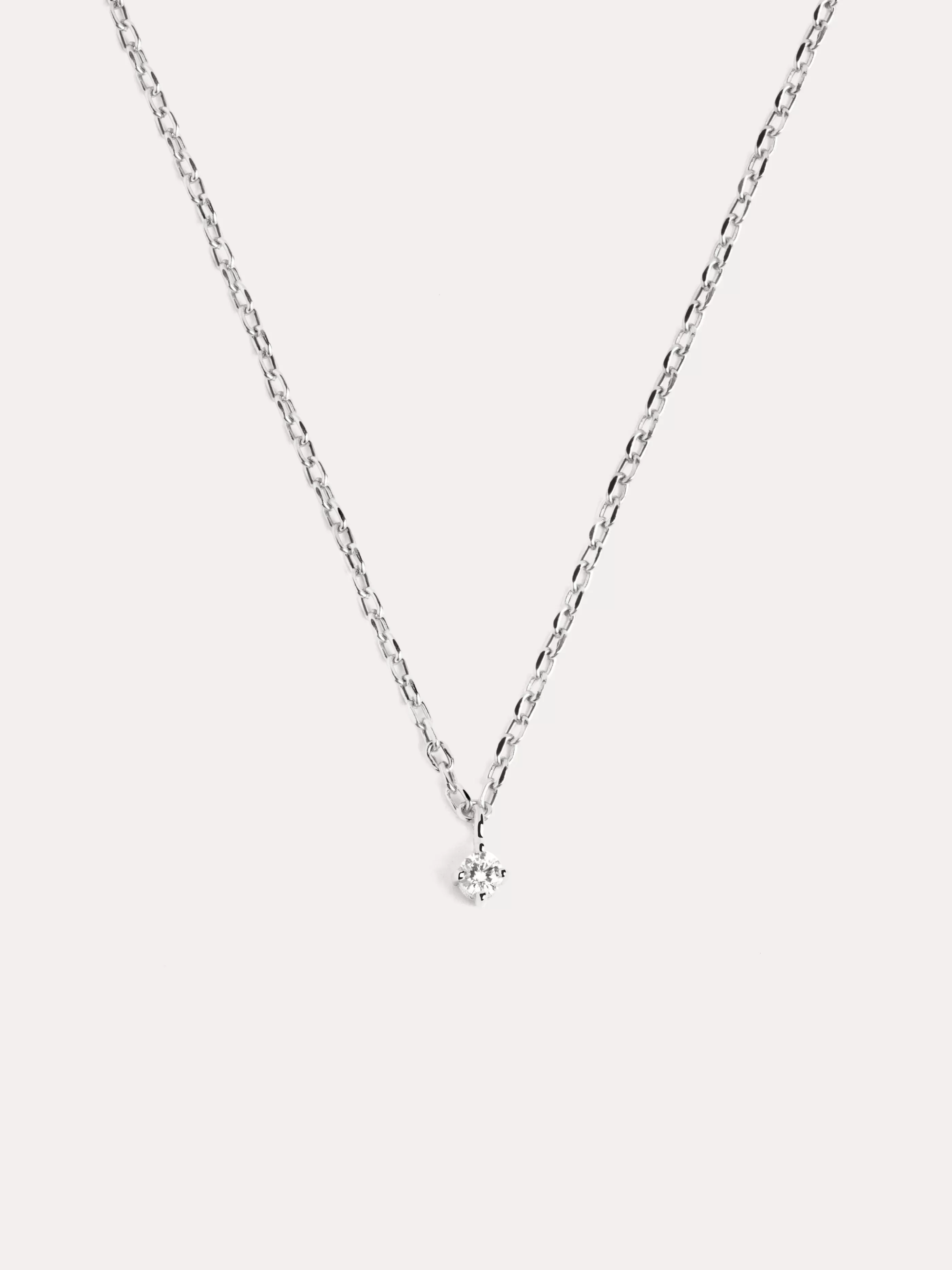 SINGULARU Collar Dianna Oro Blanco 18Kt Con Diamante- Joyas Oro 18Kt Y Diamantes