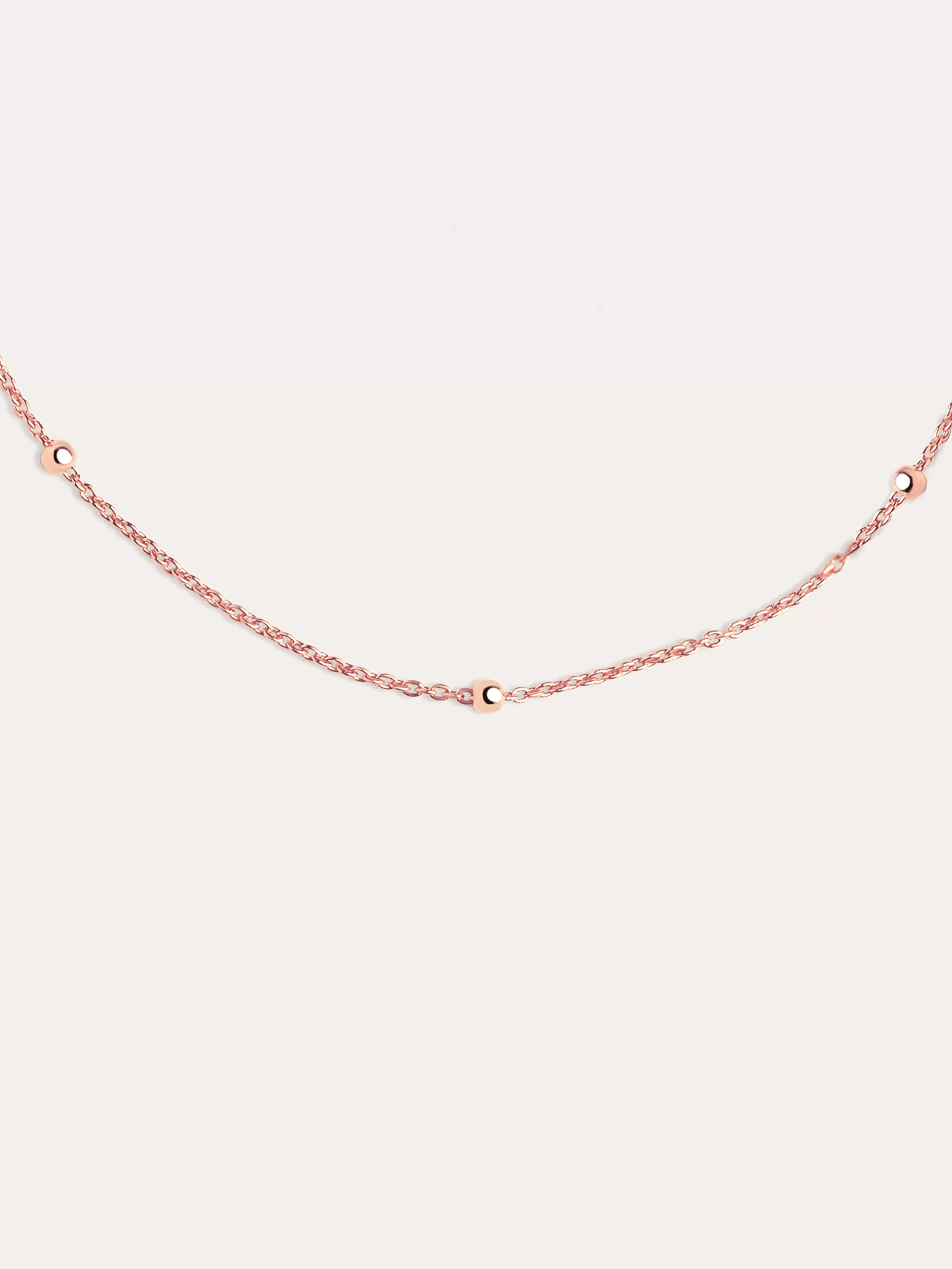 SINGULARU Collar Dots Plata Bano Oro Rosa- Cadenas