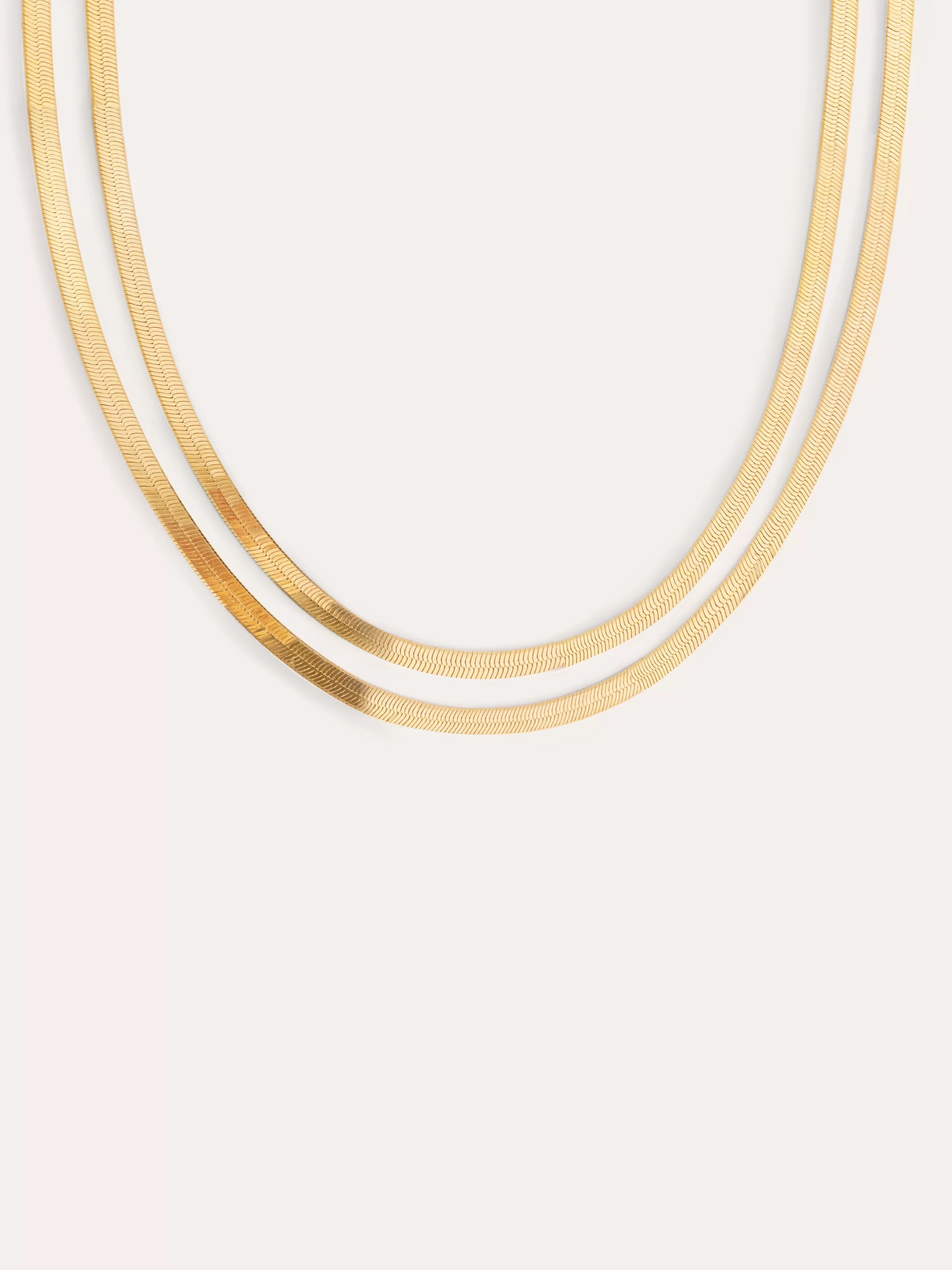 SINGULARU Collar Double Lisse Plata Bano Oro- Cadenas