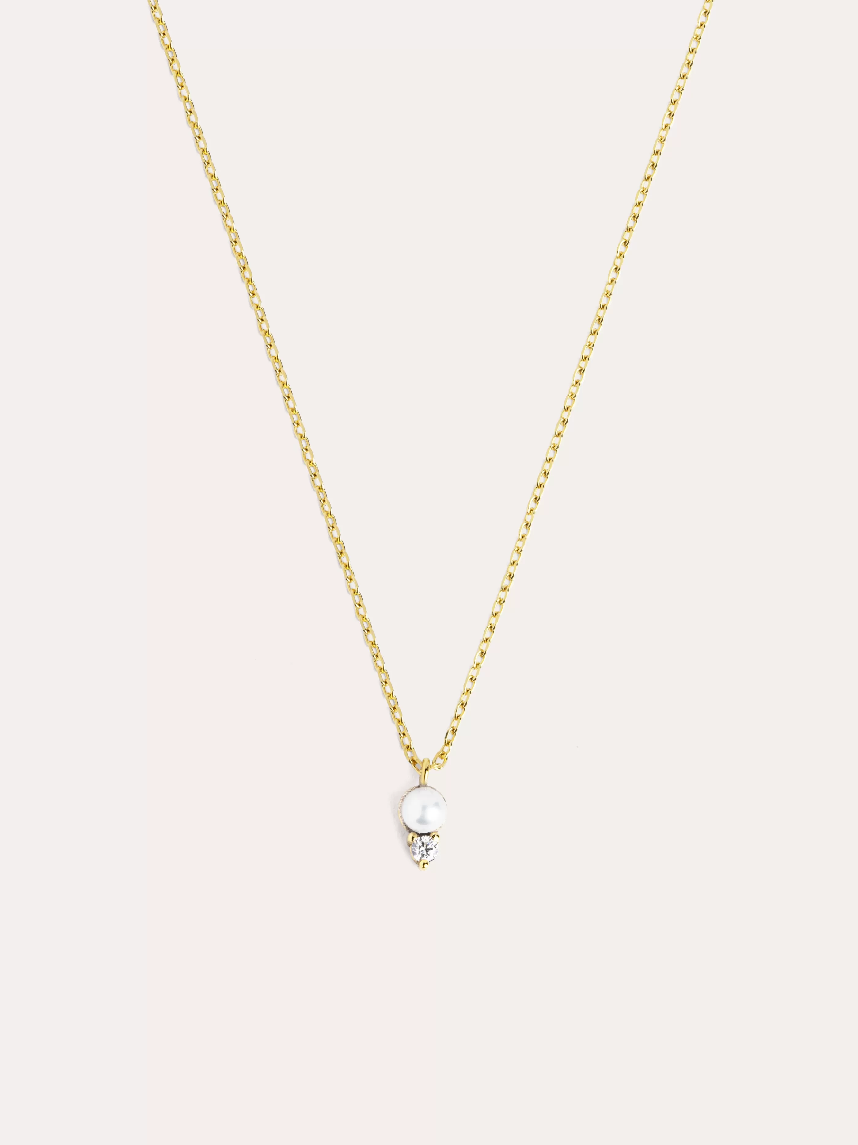 SINGULARU Collar Grace Pearl Oro Amarillo 9Kt Con Topacio Blanco- Collares Con Perlas
