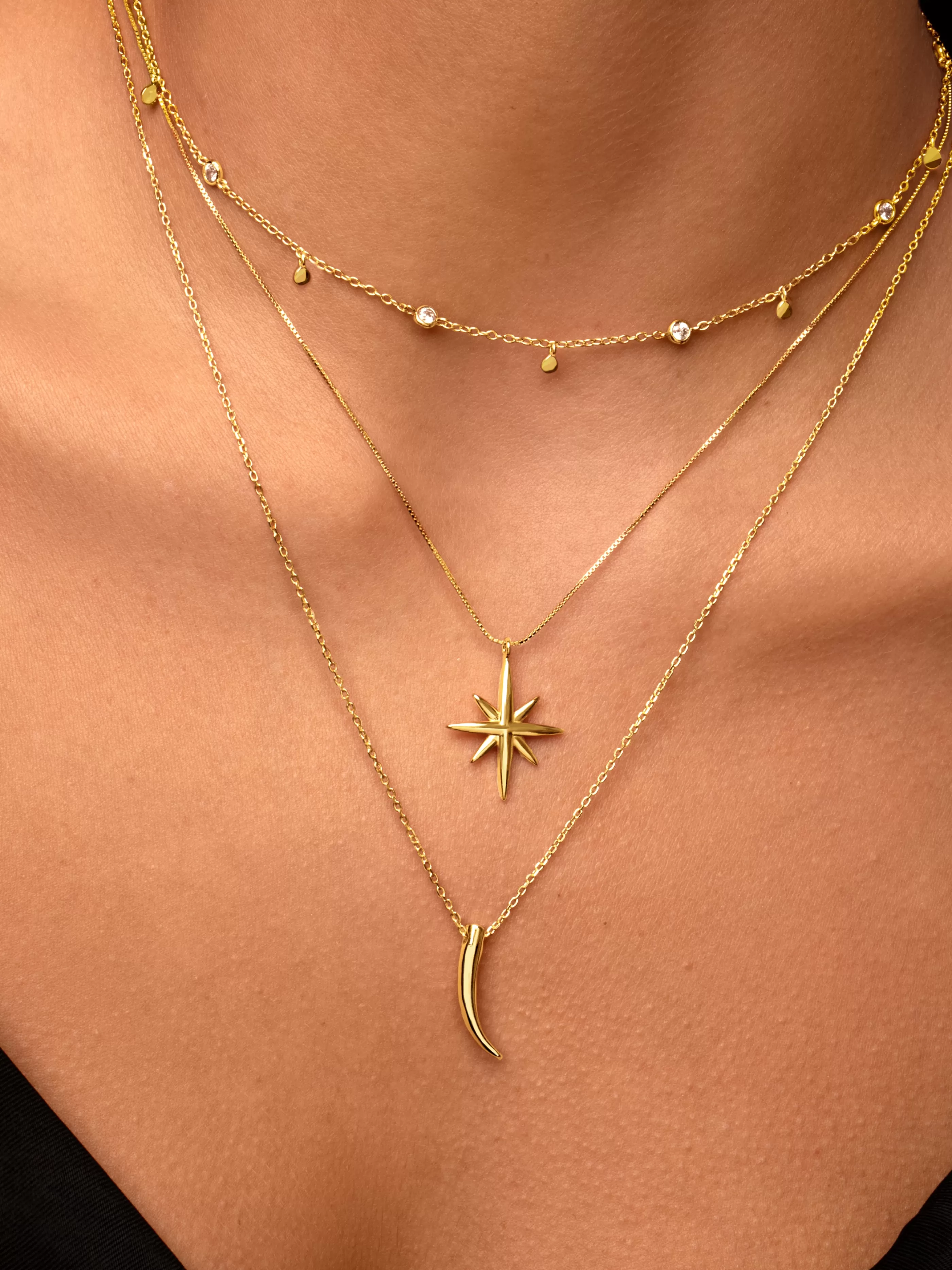 SINGULARU Collar Guidance Plata Bano Oro- Collares Largos