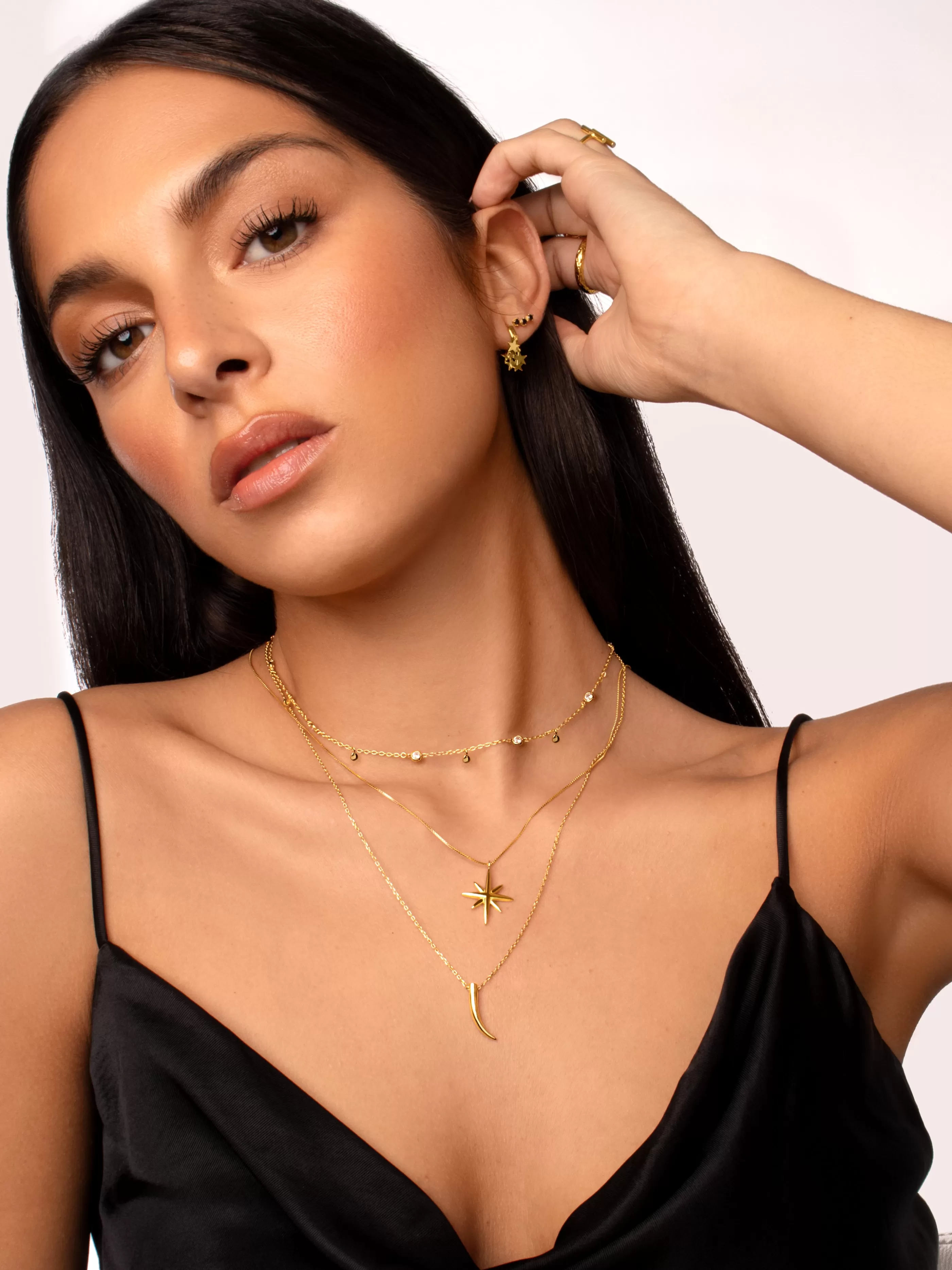 SINGULARU Collar Guidance Plata Bano Oro- Collares Largos