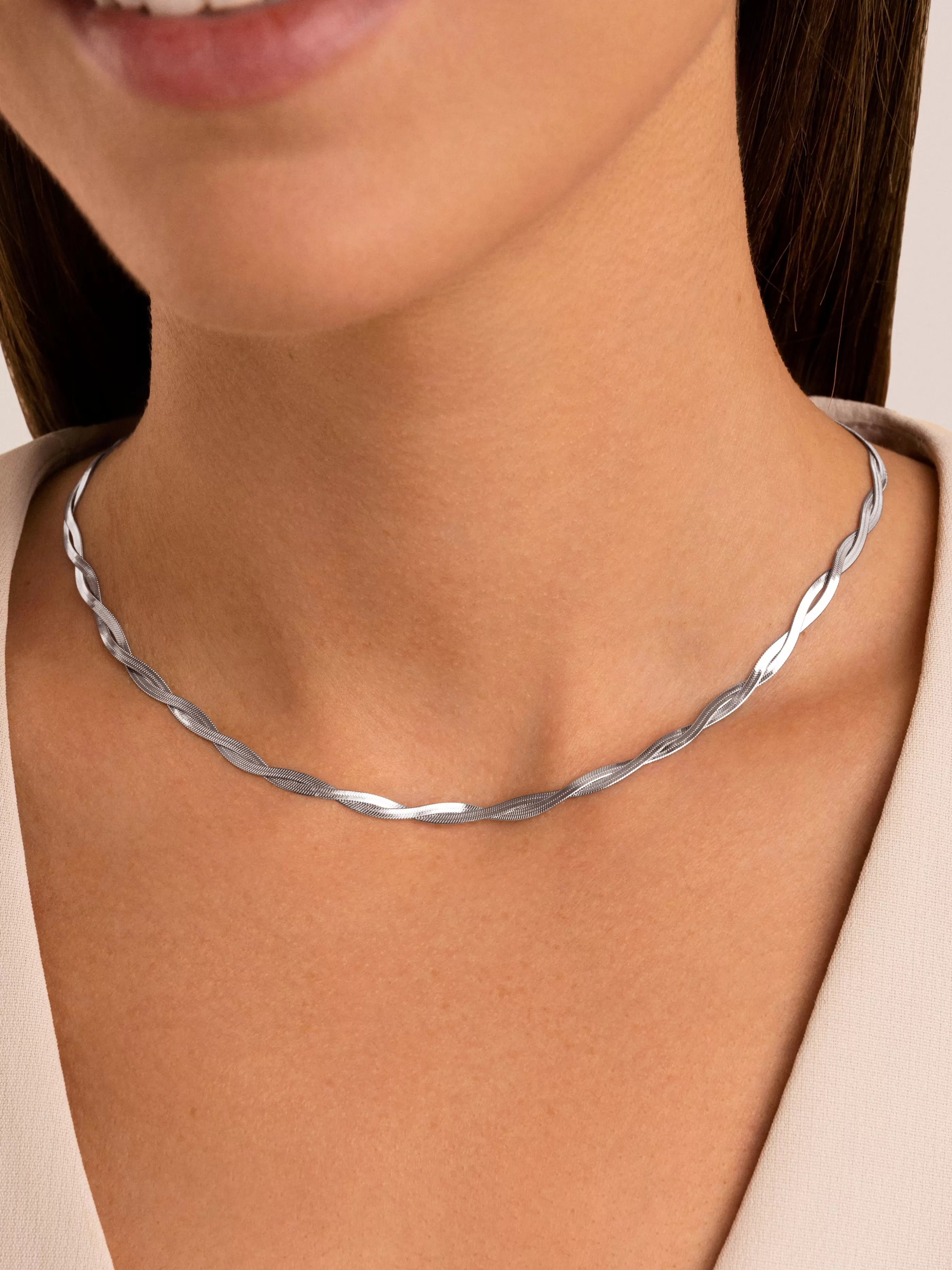 SINGULARU Collar Lisse Twister Acero- Cadenas