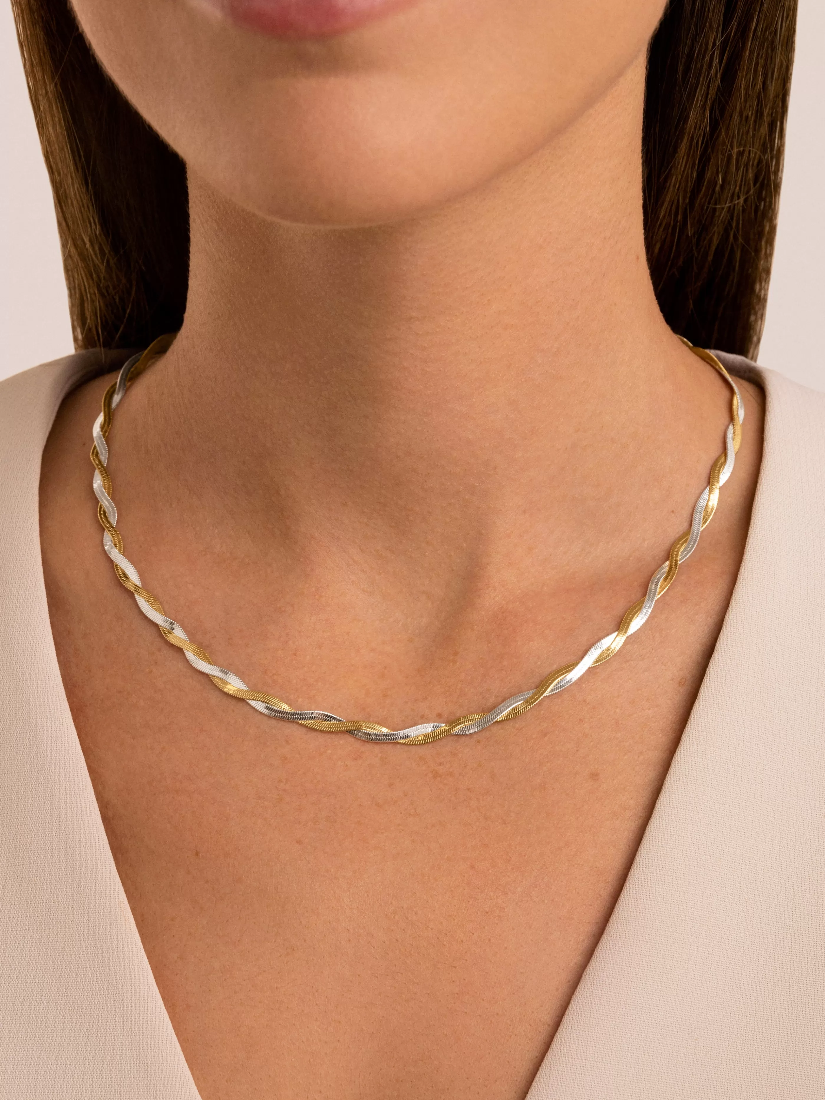 SINGULARU Collar Lisse Twister Acero Mix- Cadenas