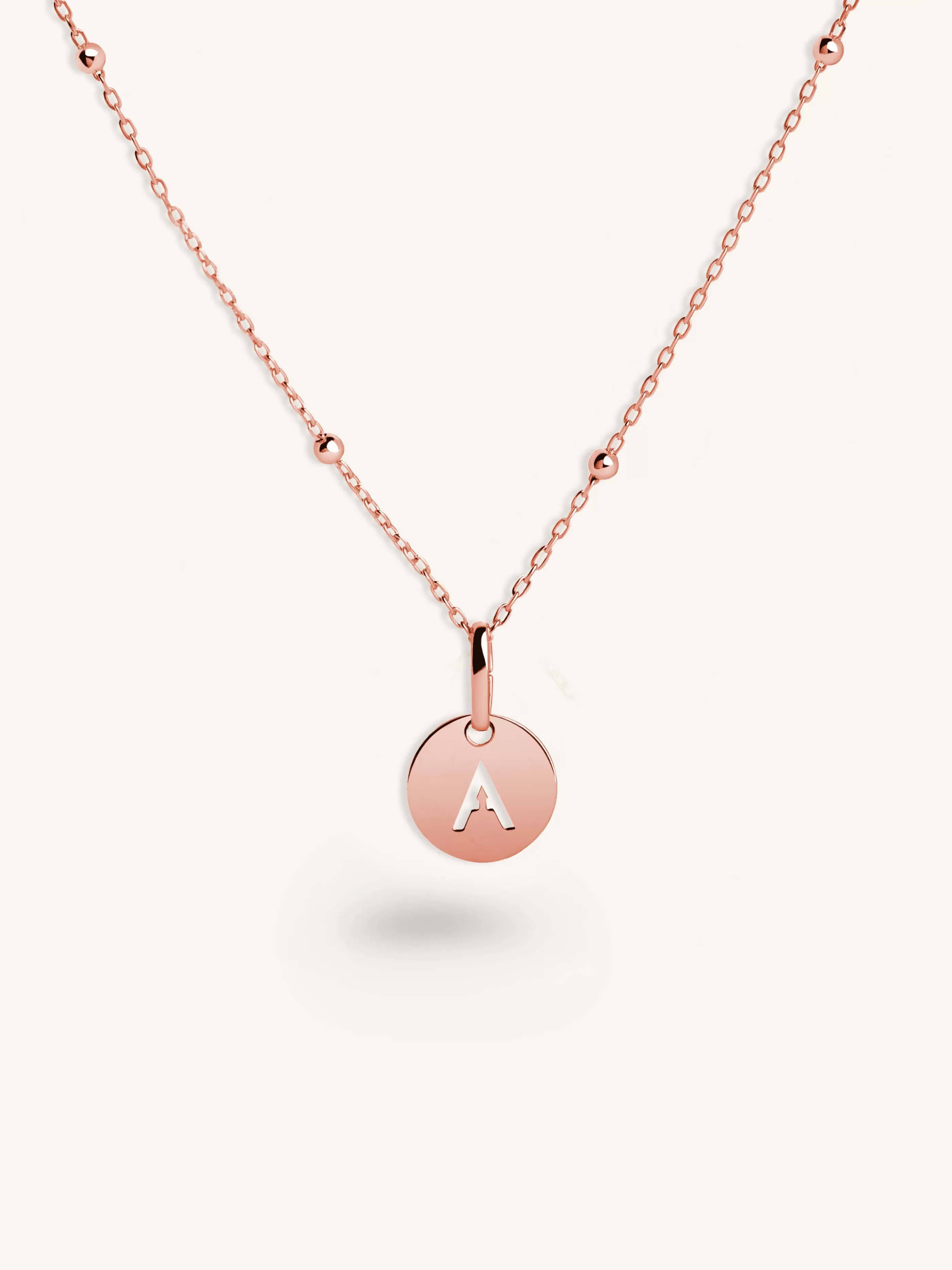 SINGULARU Collar Mini Medallion Plata Bano Oro Rosa- Collares Personalizados