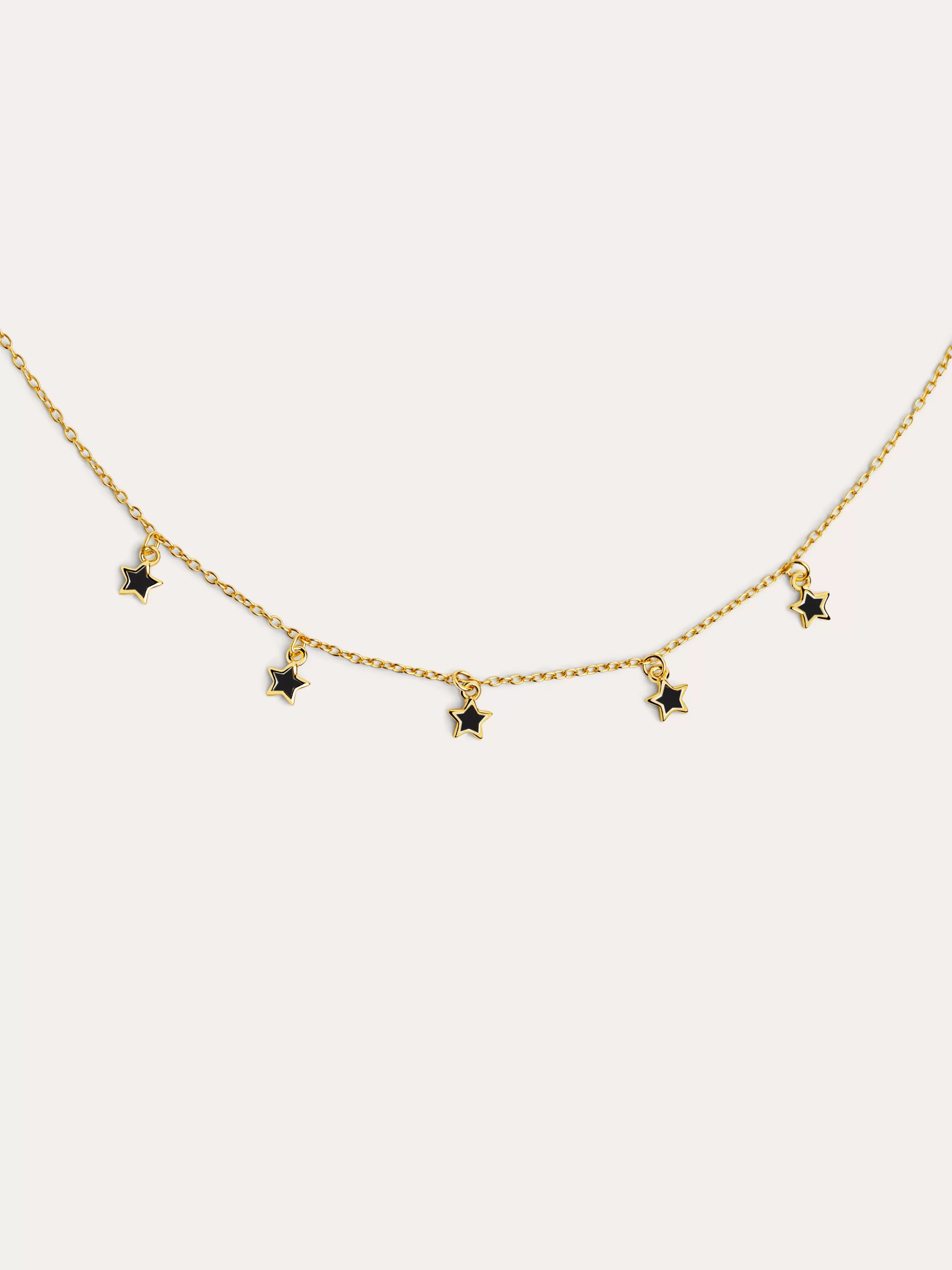 SINGULARU Collar Mini Stars Black Enamel Plata Bano Oro- Collares De Colores