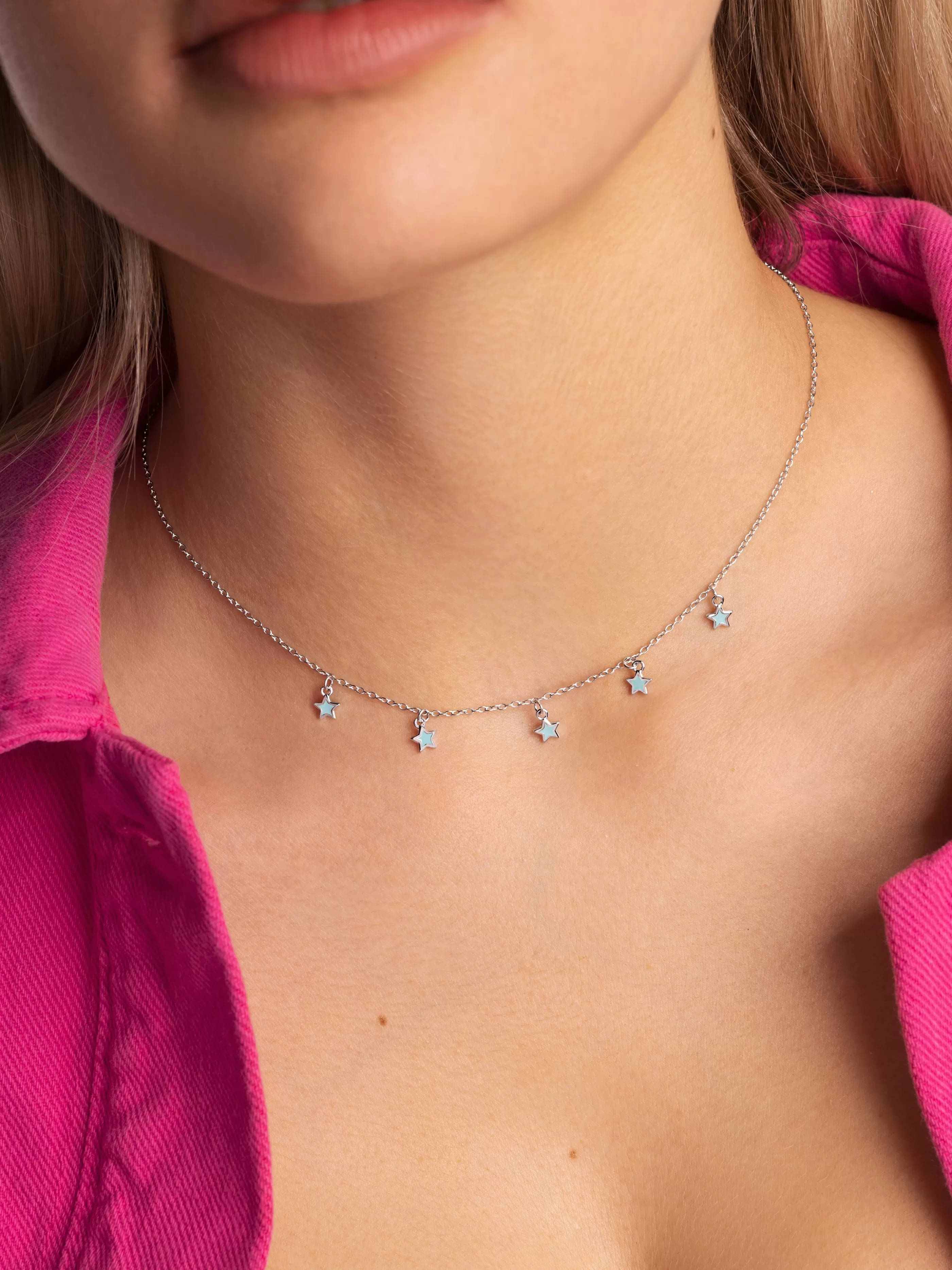 SINGULARU Collar Mini Stars Sky Enamel Plata- Collares De Colores