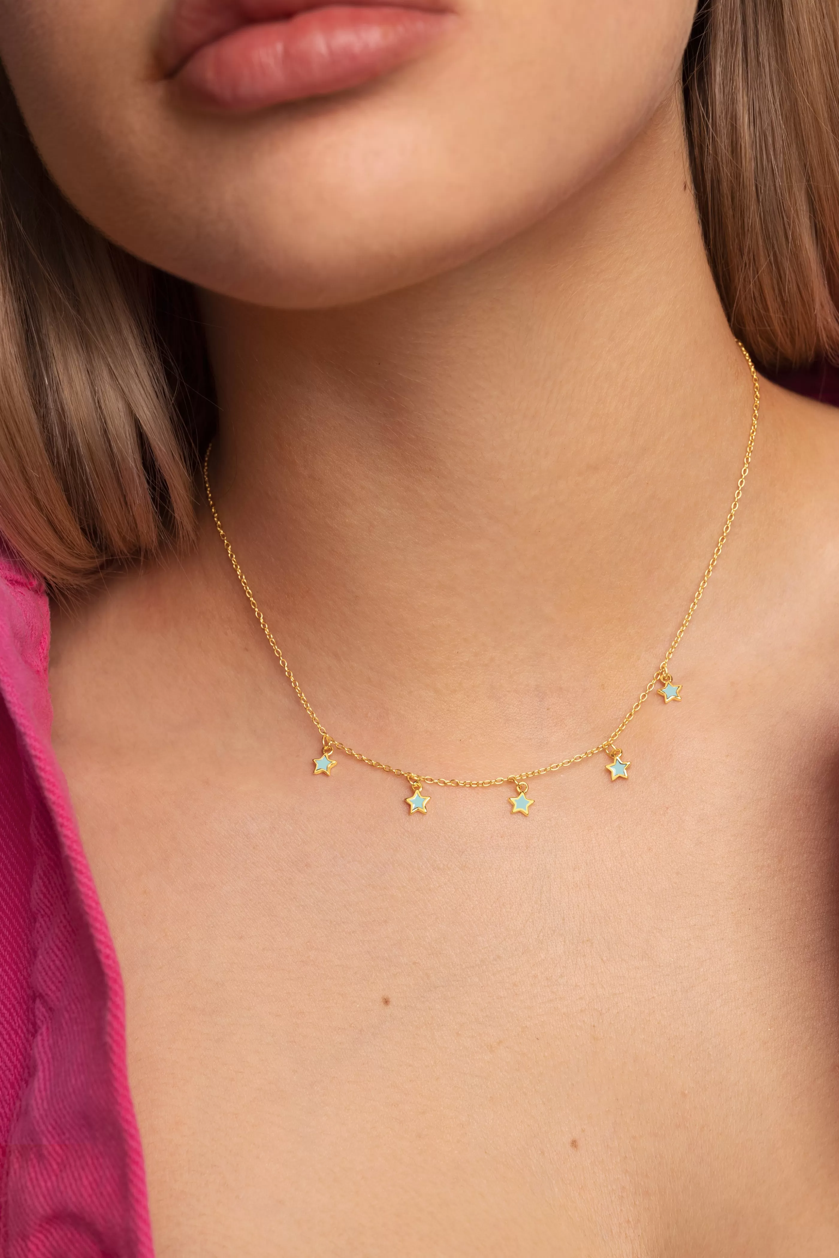 SINGULARU Collar Mini Stars Sky Enamel Plata Bano Oro- Collares De Colores