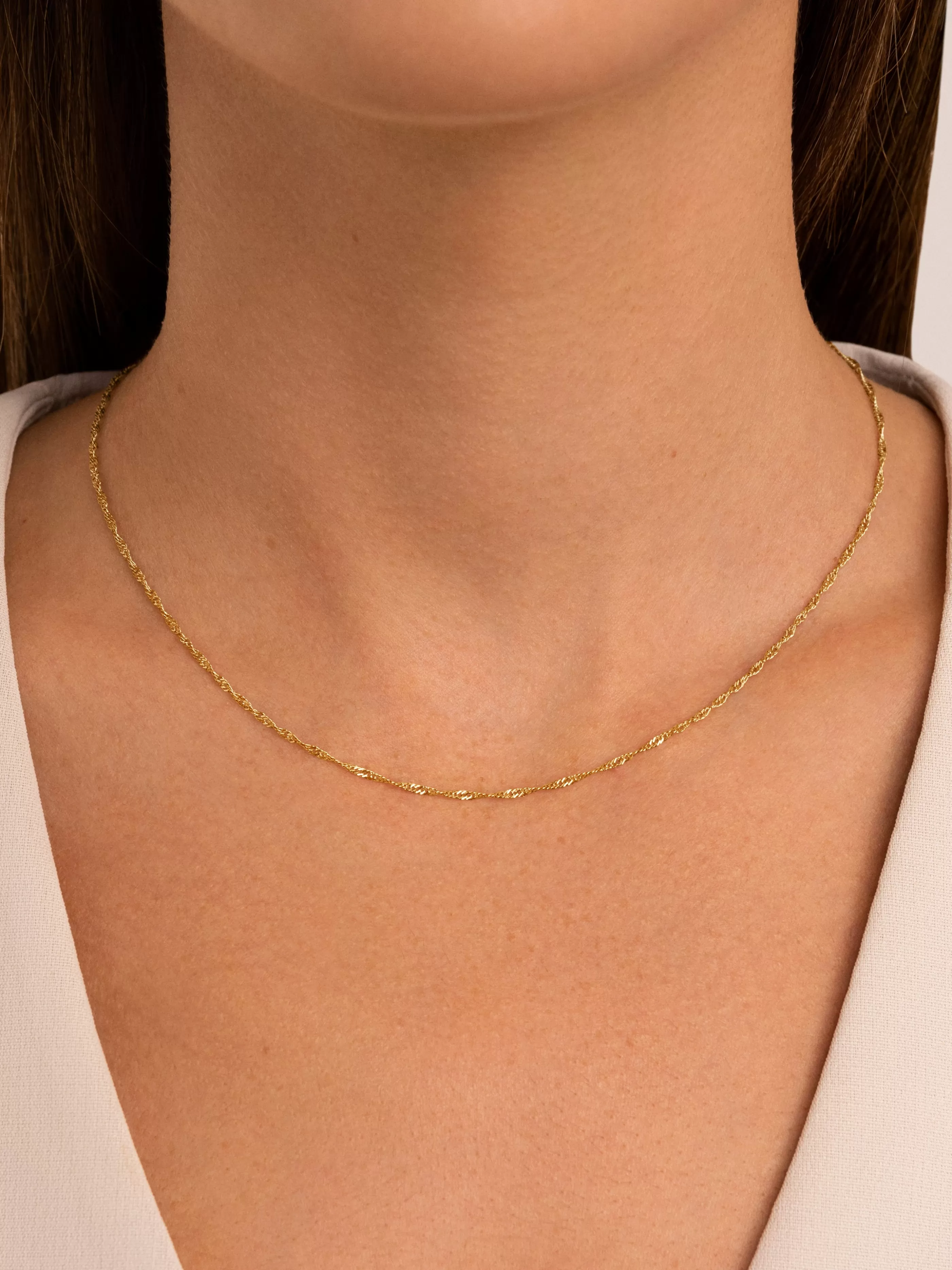 SINGULARU Collar Mini Twist Acero Bano Oro- Cadenas
