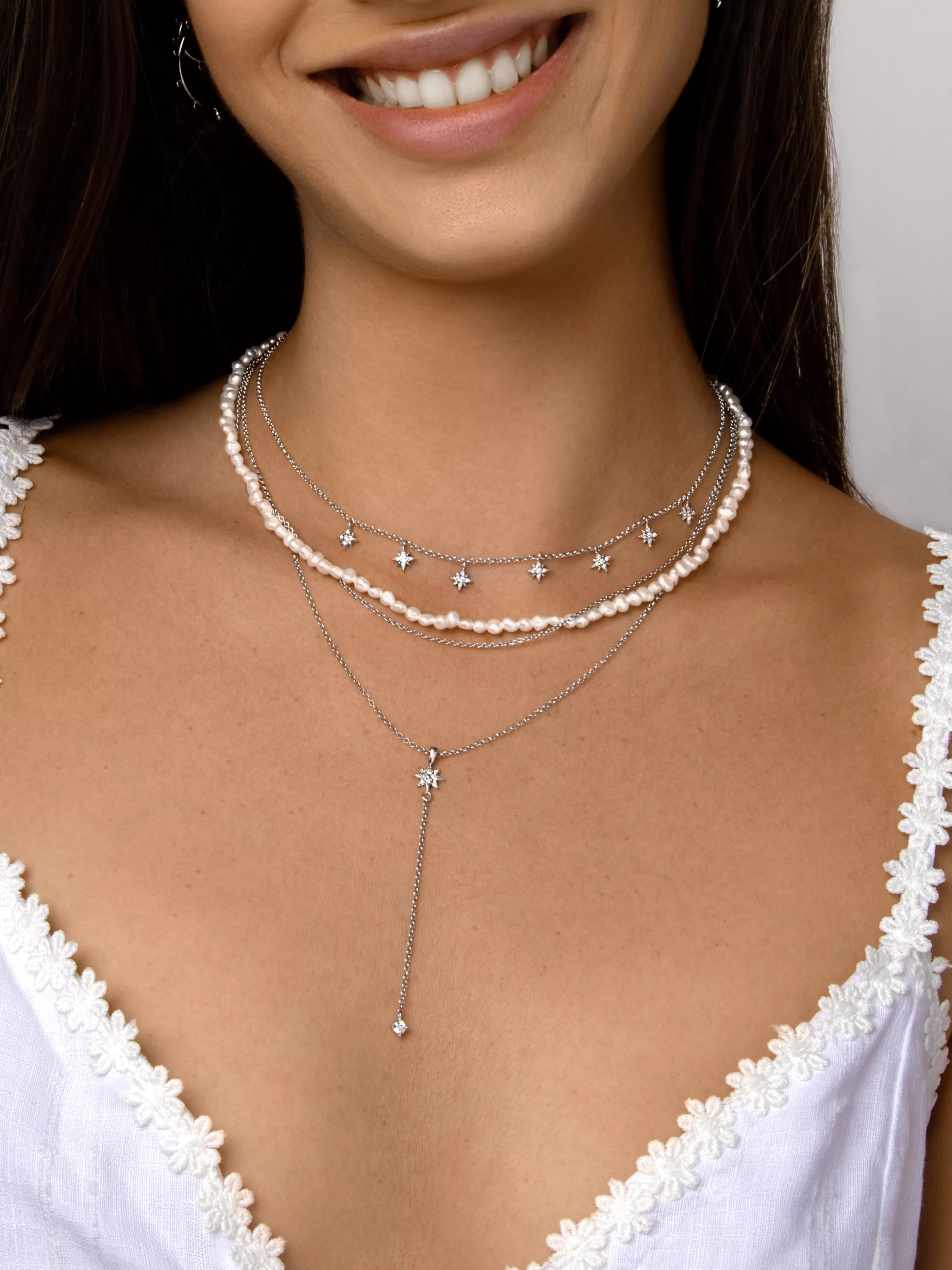 SINGULARU Collar Pearl Chain- Collares Con Perlas