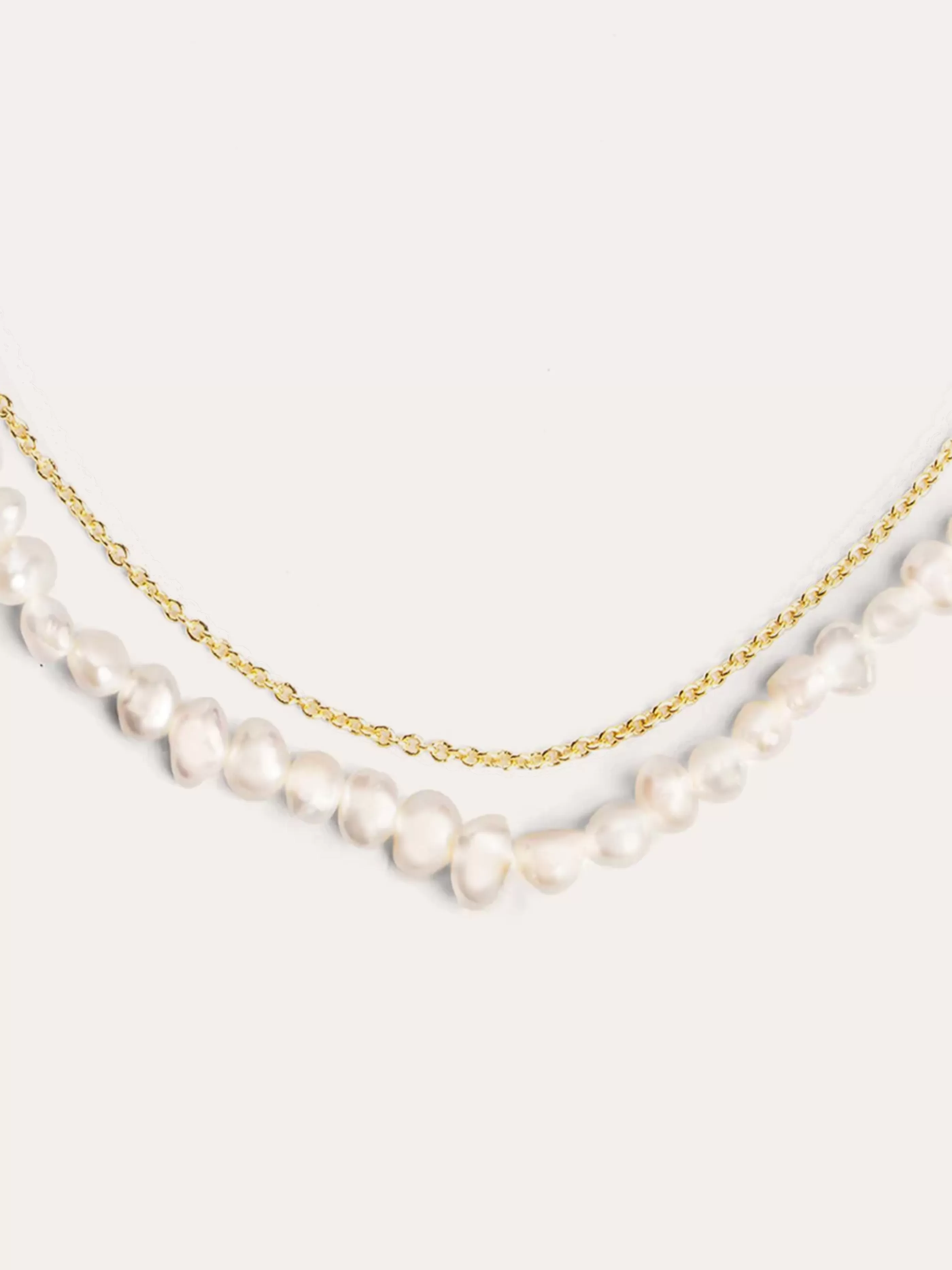 SINGULARU Collar Pearl Chain Bano Oro- Collares Con Perlas