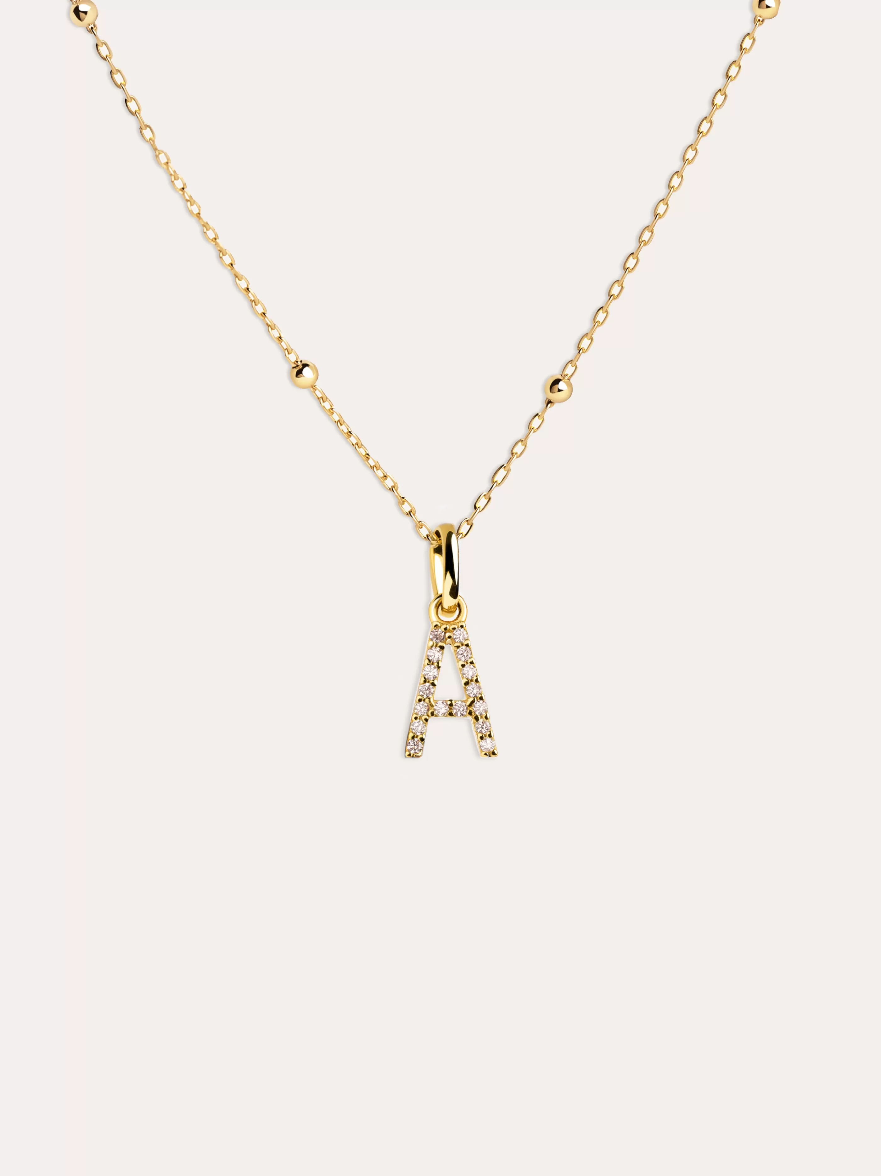 SINGULARU Collar Personalizado Dots Letter Spark Plata Bano Oro- Collares Personalizados