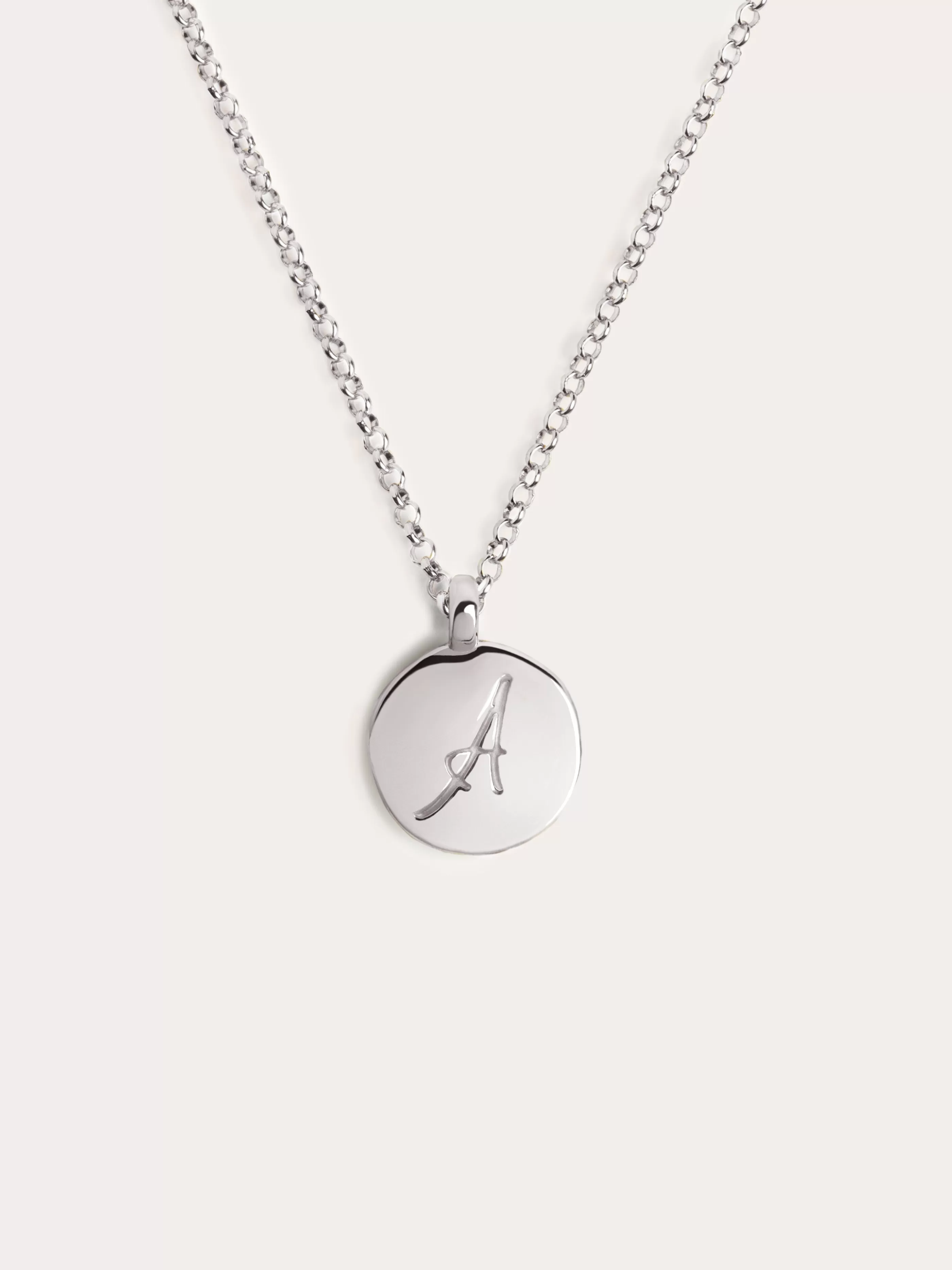 SINGULARU Collar Personalizado Stamp Letter Plata- Collares Largos