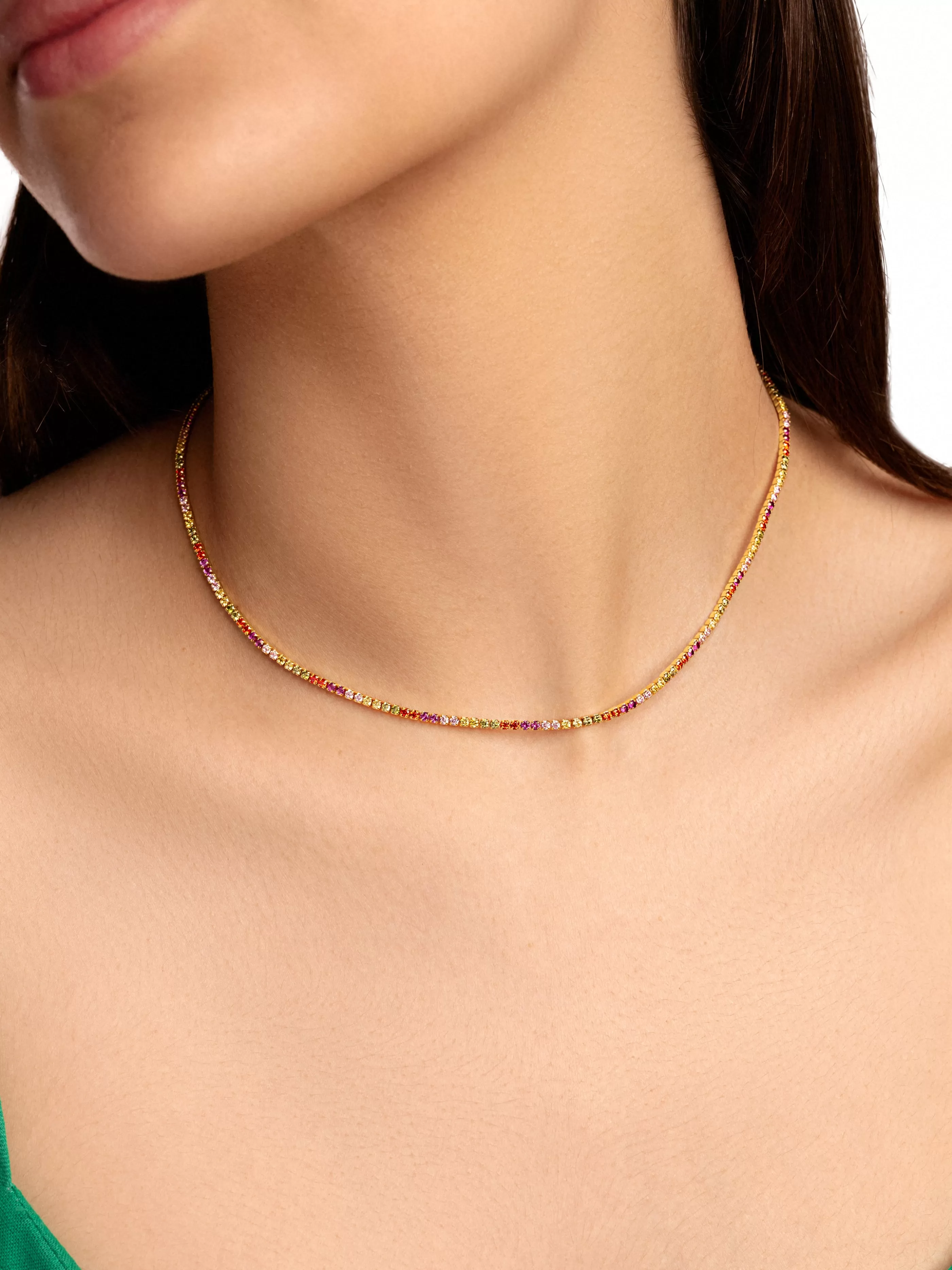 SINGULARU Collar Riviere Colors Bano Oro- Collares De Colores