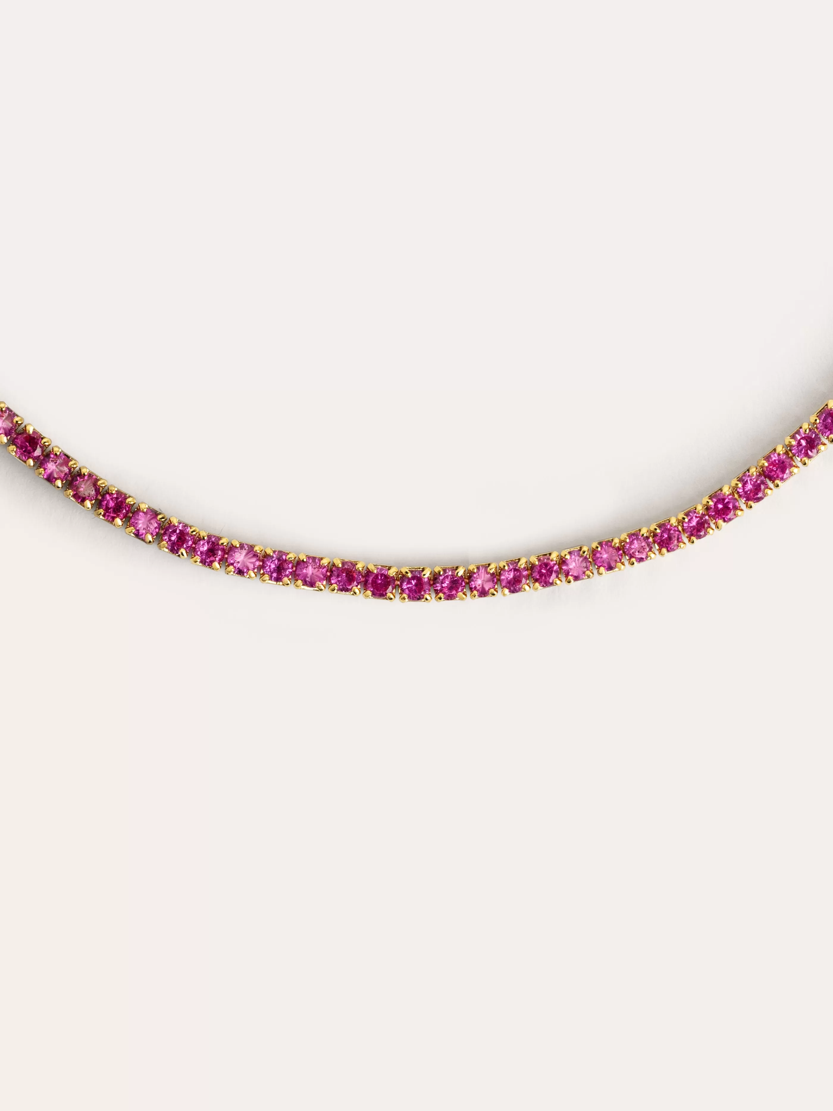SINGULARU Collar Riviere Raspberry Bano Oro- Collares De Colores
