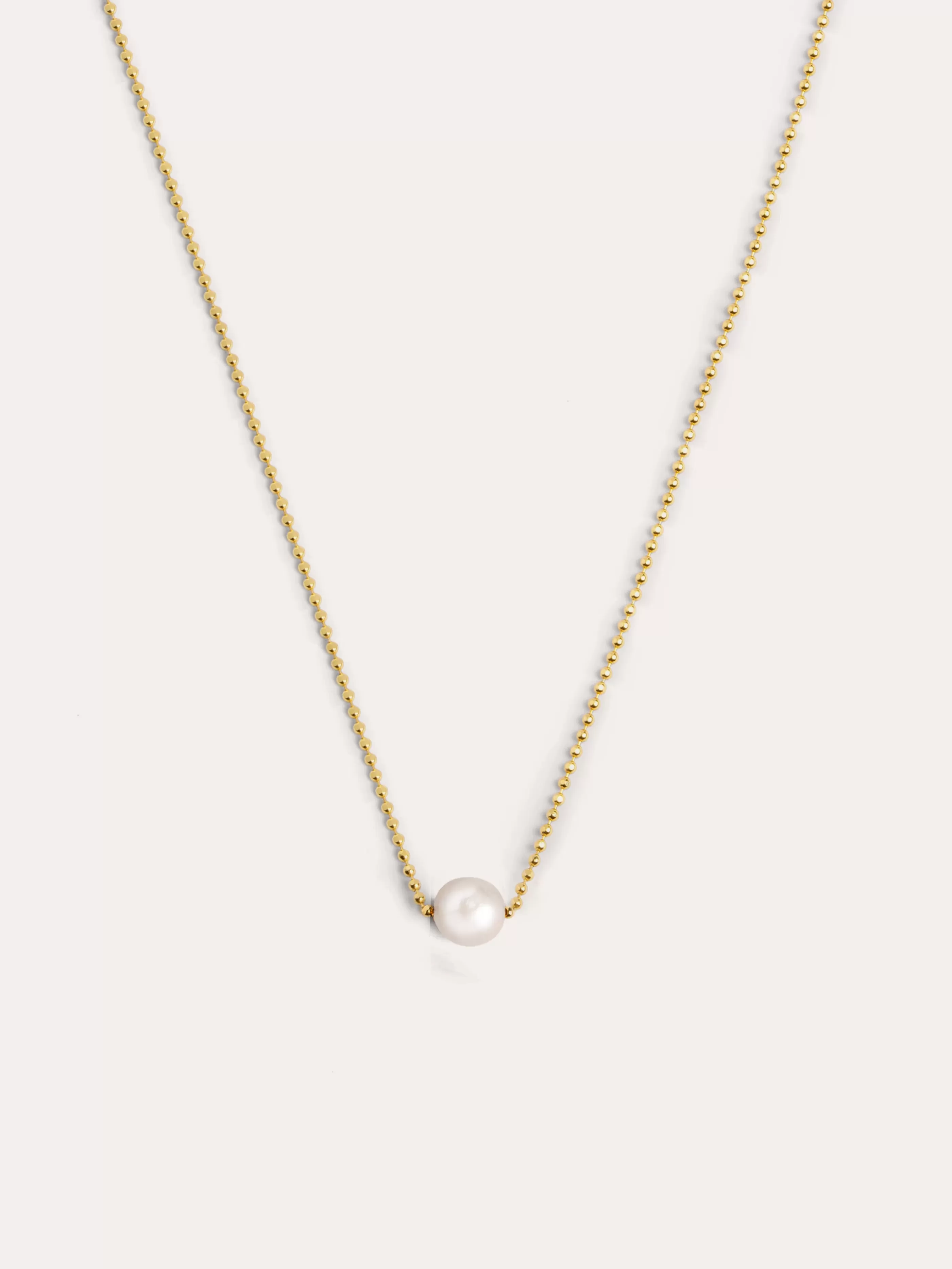 SINGULARU Collar Single Pearl Plata Bano Oro- Collares Con Perlas